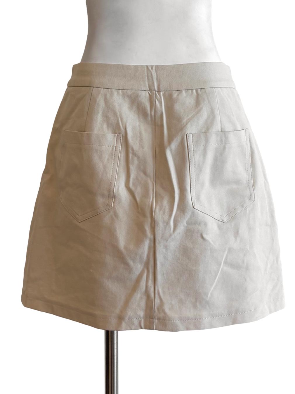 Beige Soft Cotton Mini Skirt