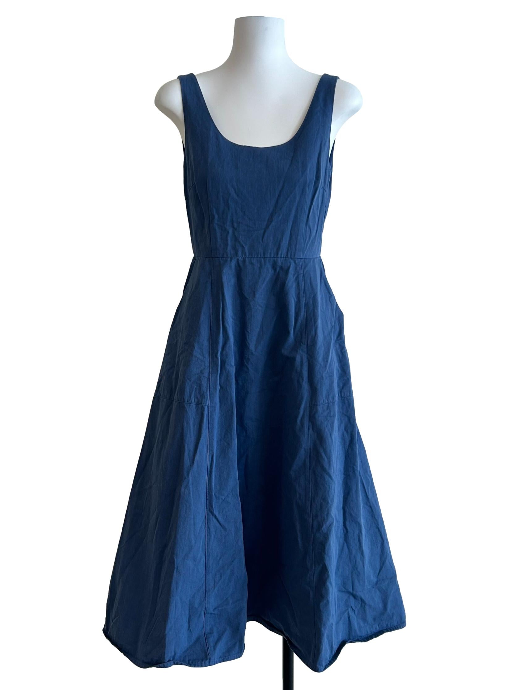 Blue Scoop-Neck Midi Dress OSN
