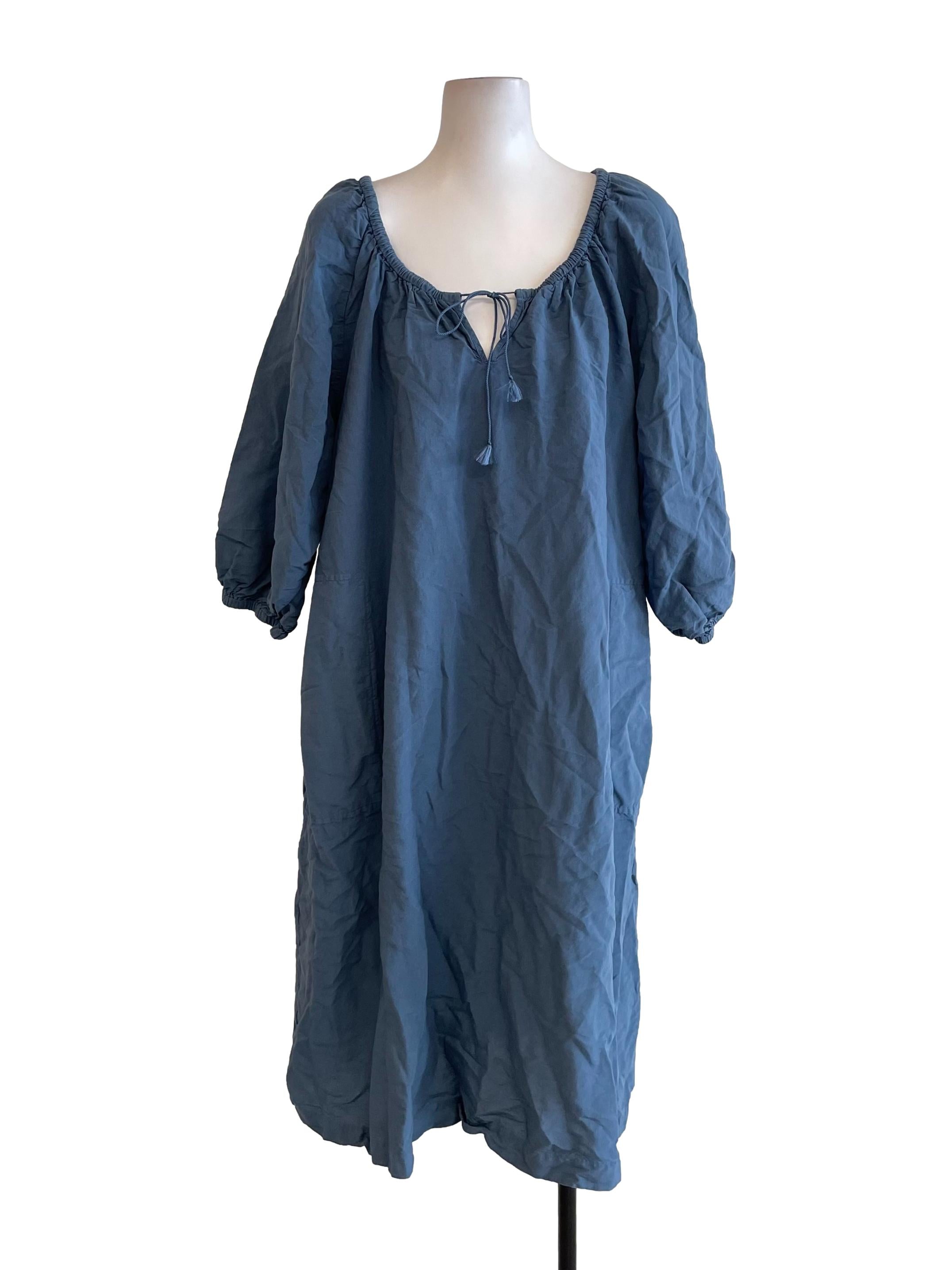 Stone Blue Peasant Wide Dress