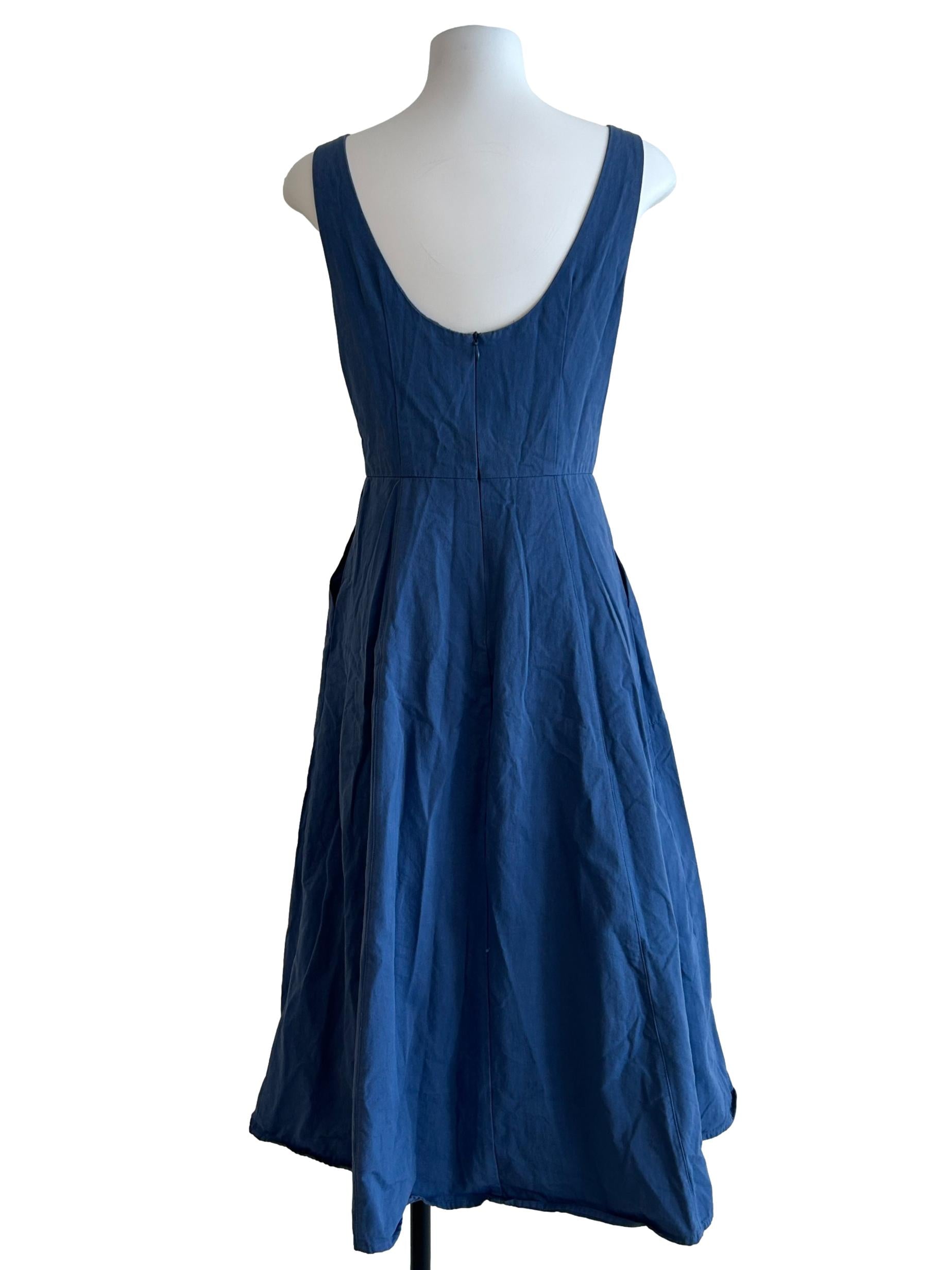 Blue Scoop-Neck Midi Dress OSN