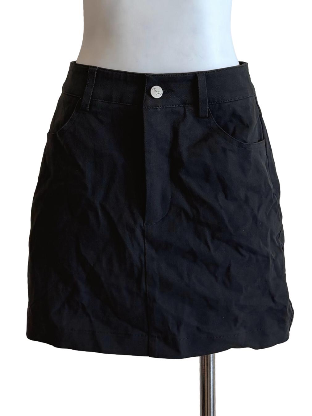 Stone Grey Cotton Mini Skirt