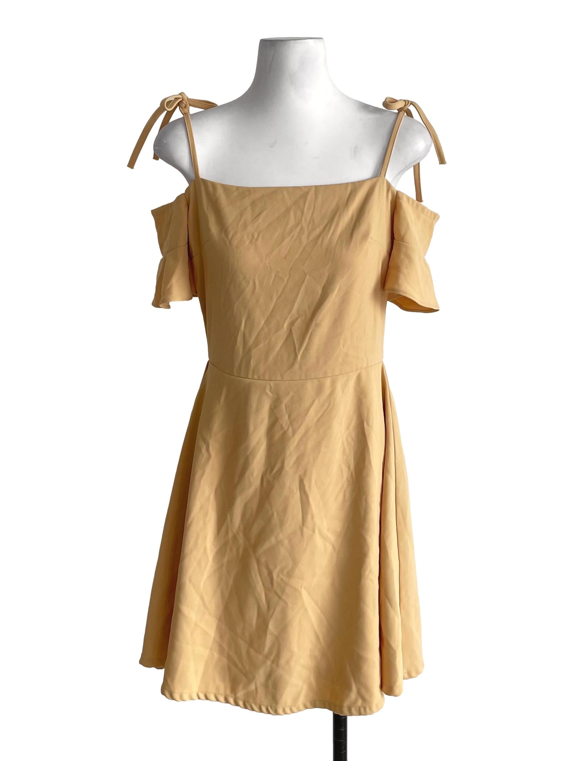 Yellow Off Shoulder Semi Circle Dress