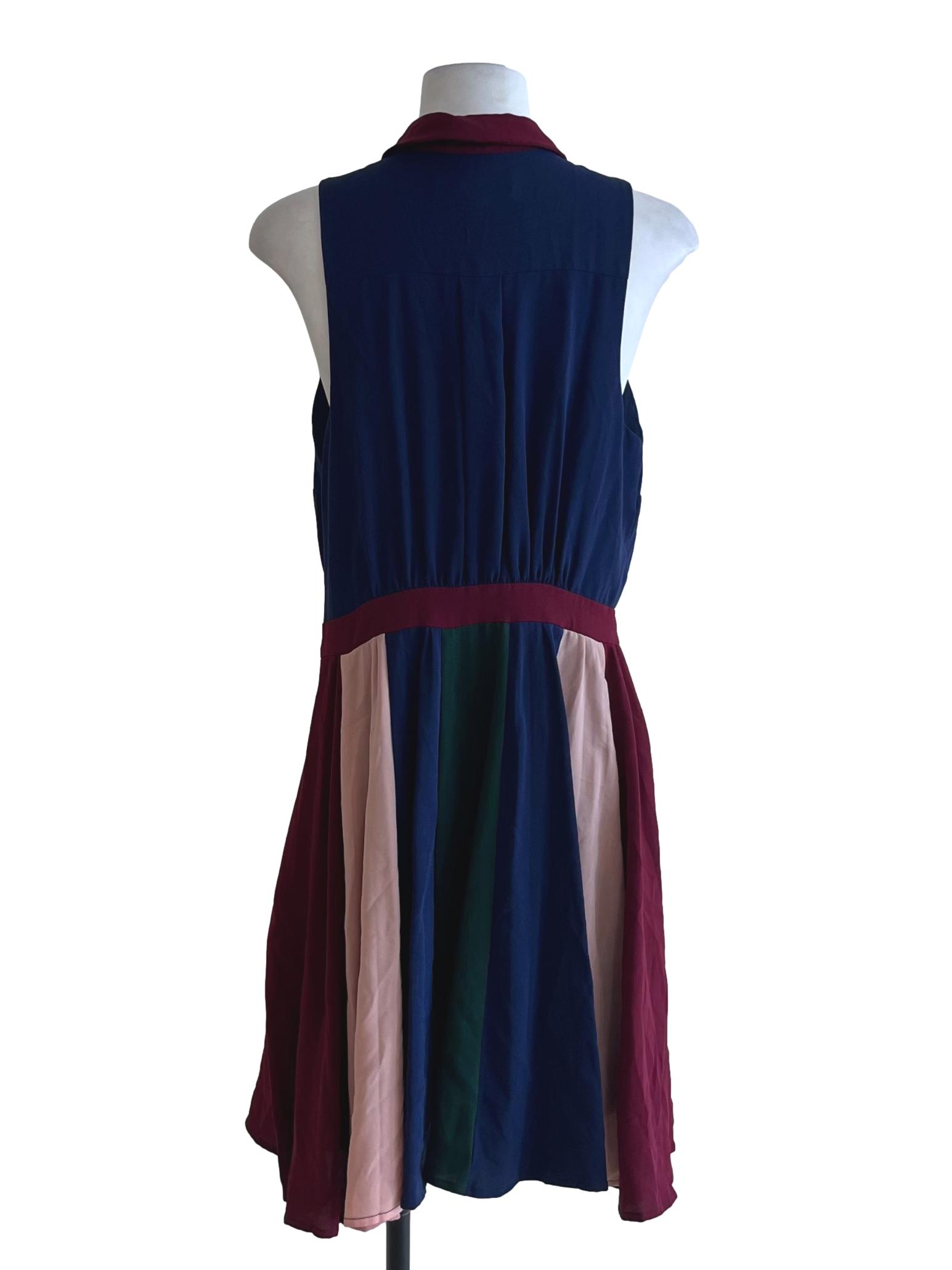 Navy Blue Wing Collar A-Line Dress