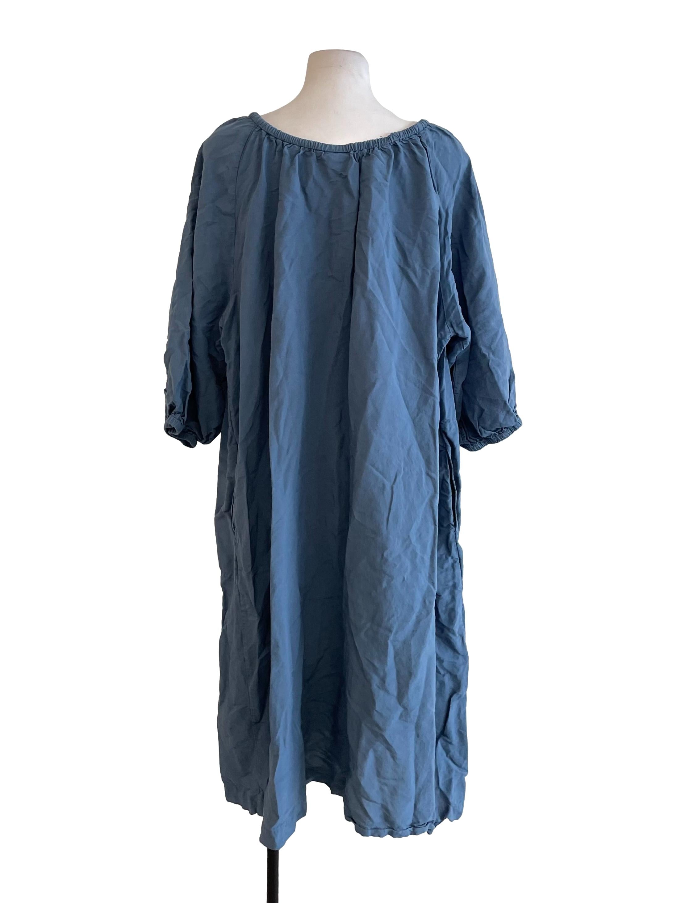 Stone Blue Peasant Wide Dress