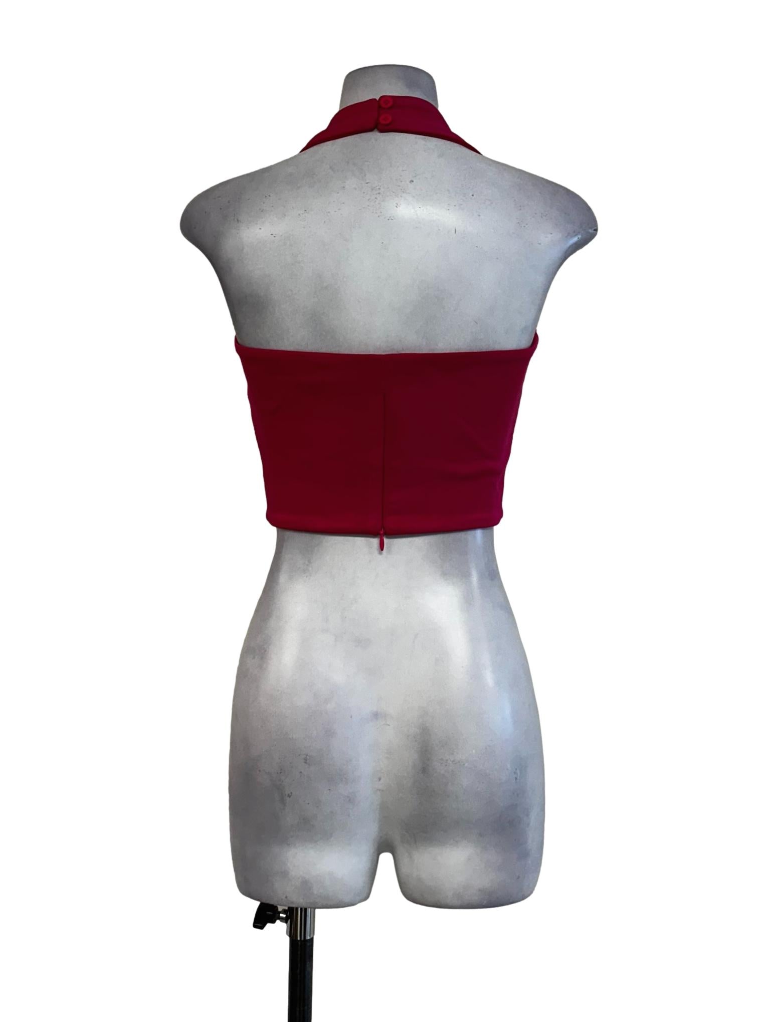 Hot Pink Padded Halter Straps Top