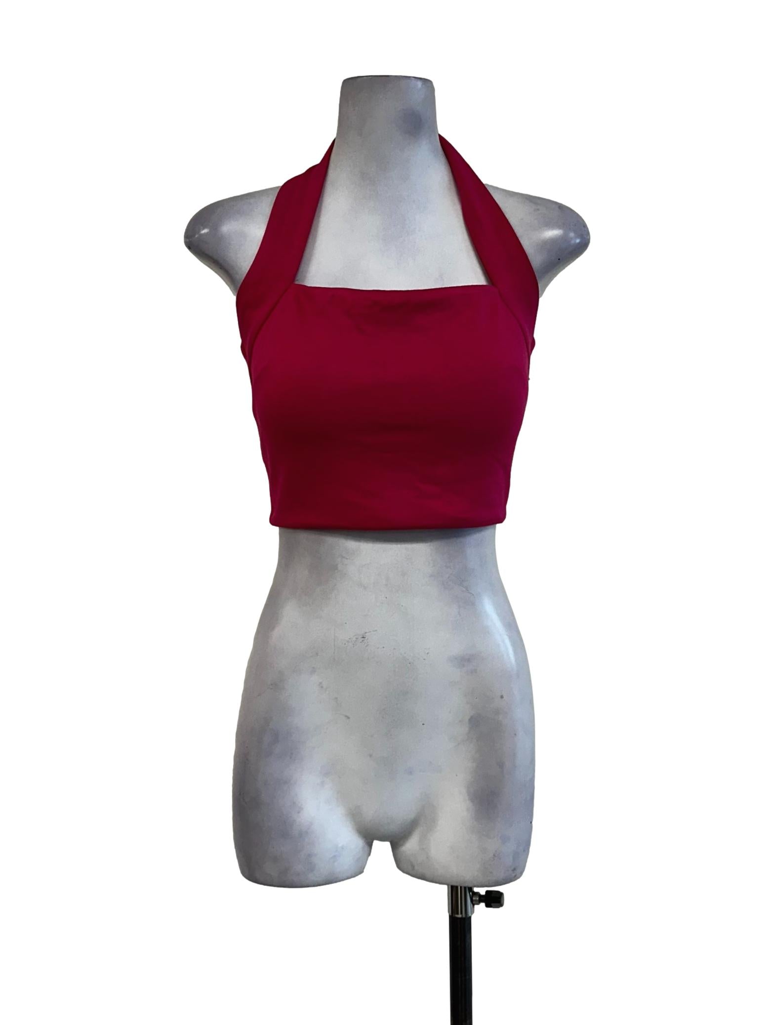 Hot Pink Padded Halter Straps Top