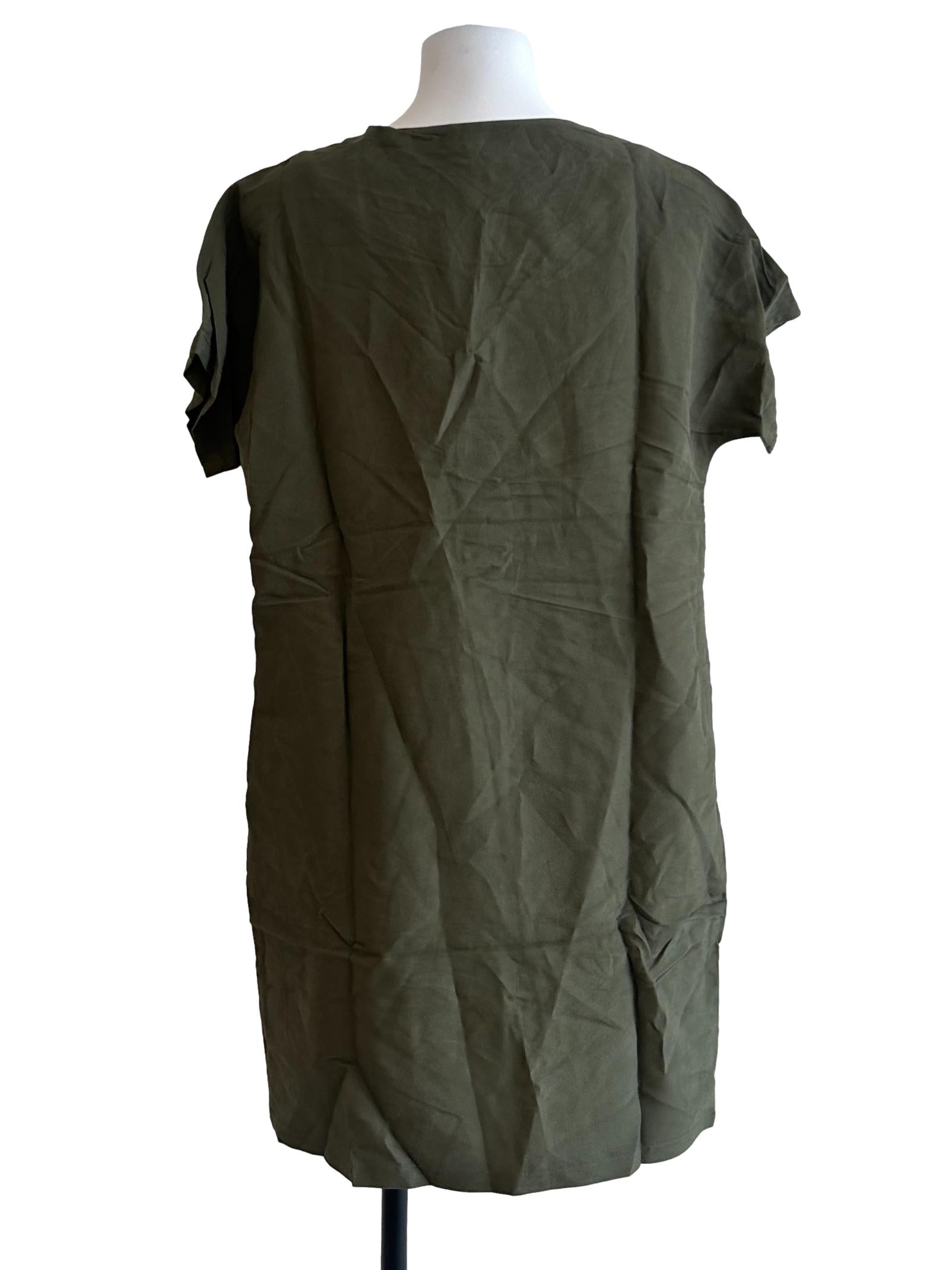 Army Green Viscose Shift Dress OSN