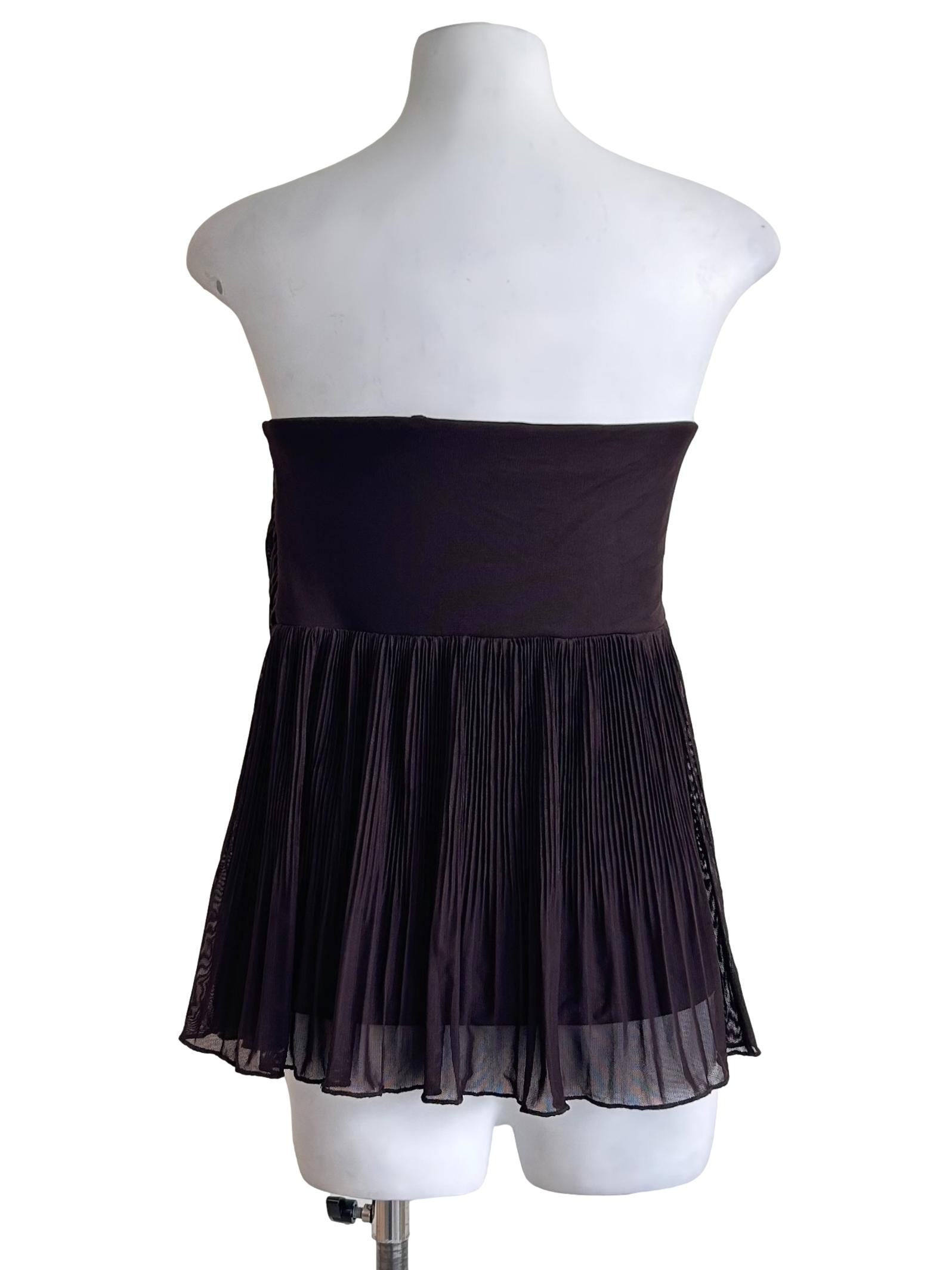 Chocolate Brown Pleated Strapless Top