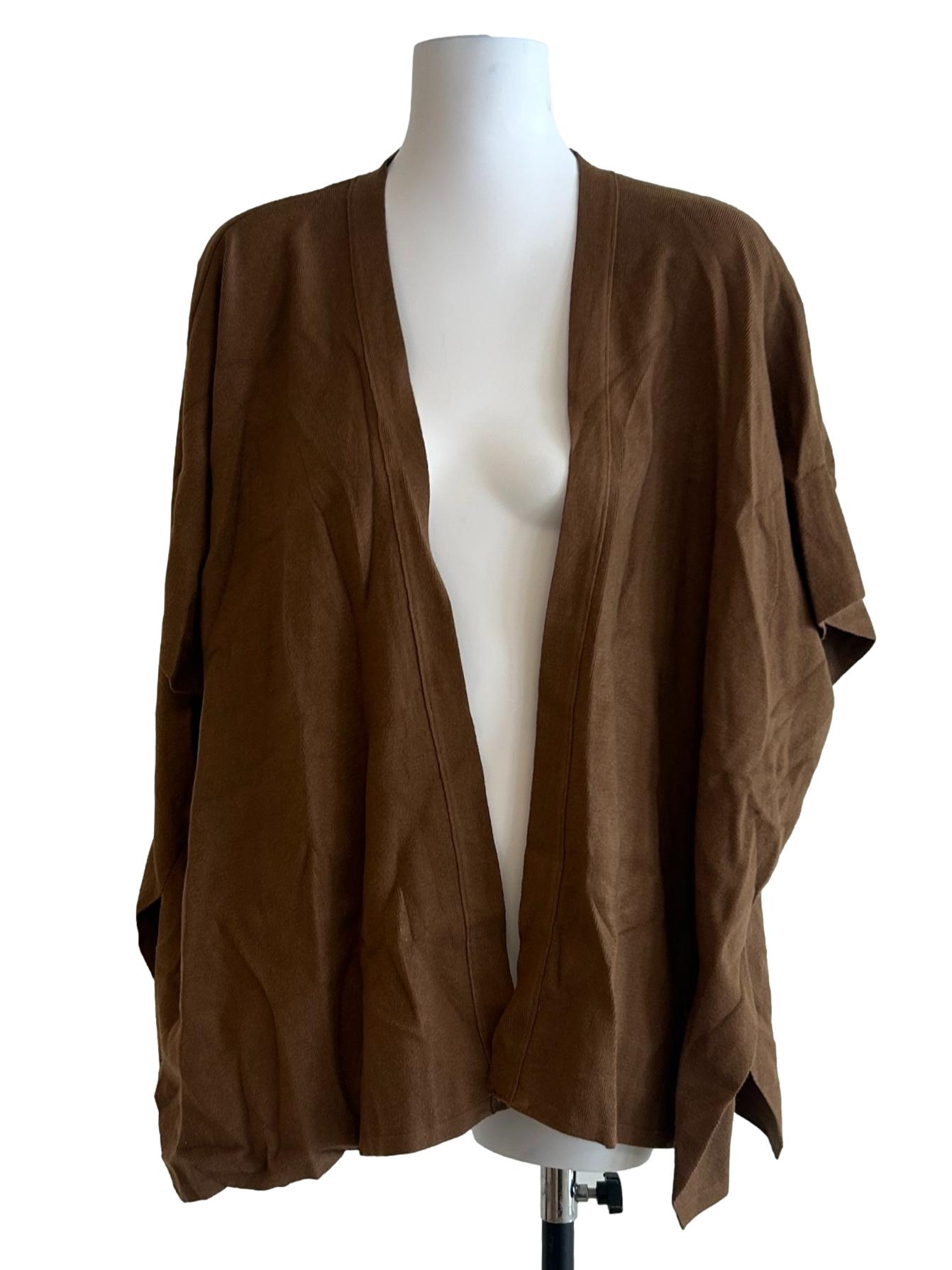 Brown Knit Open Cardigan OSN