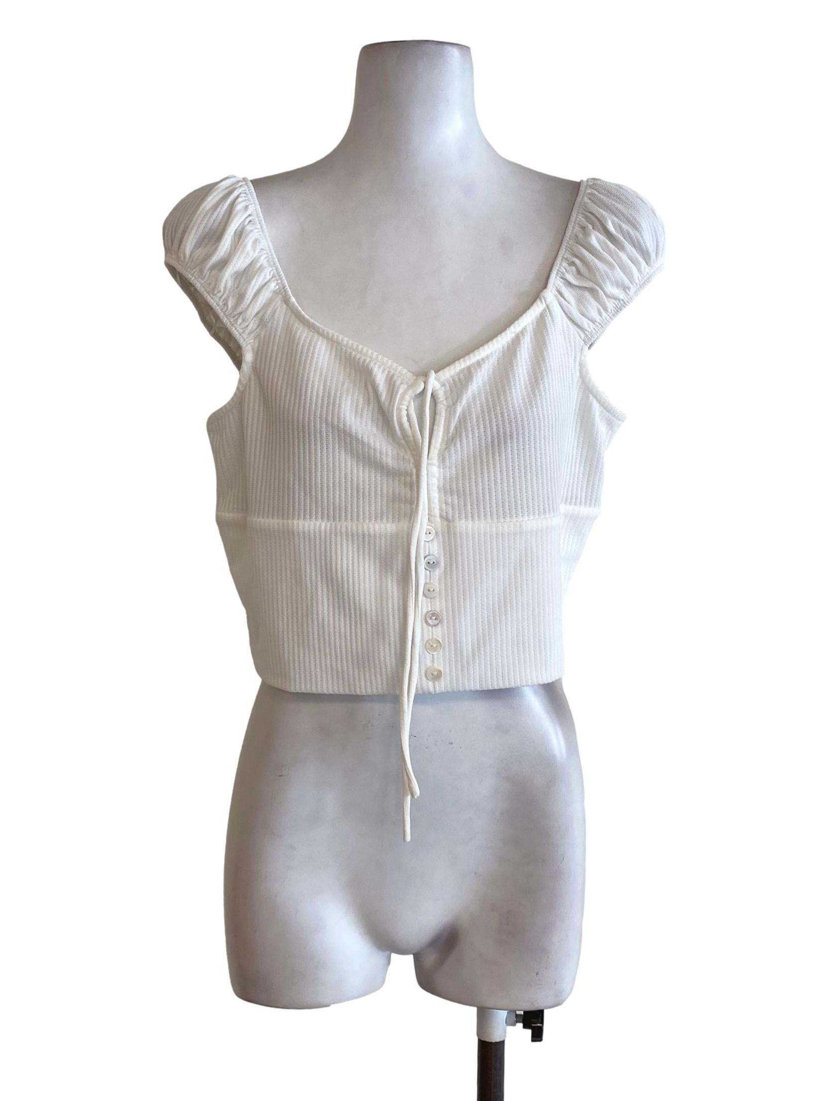 White Ruffle Sleeveless Top
