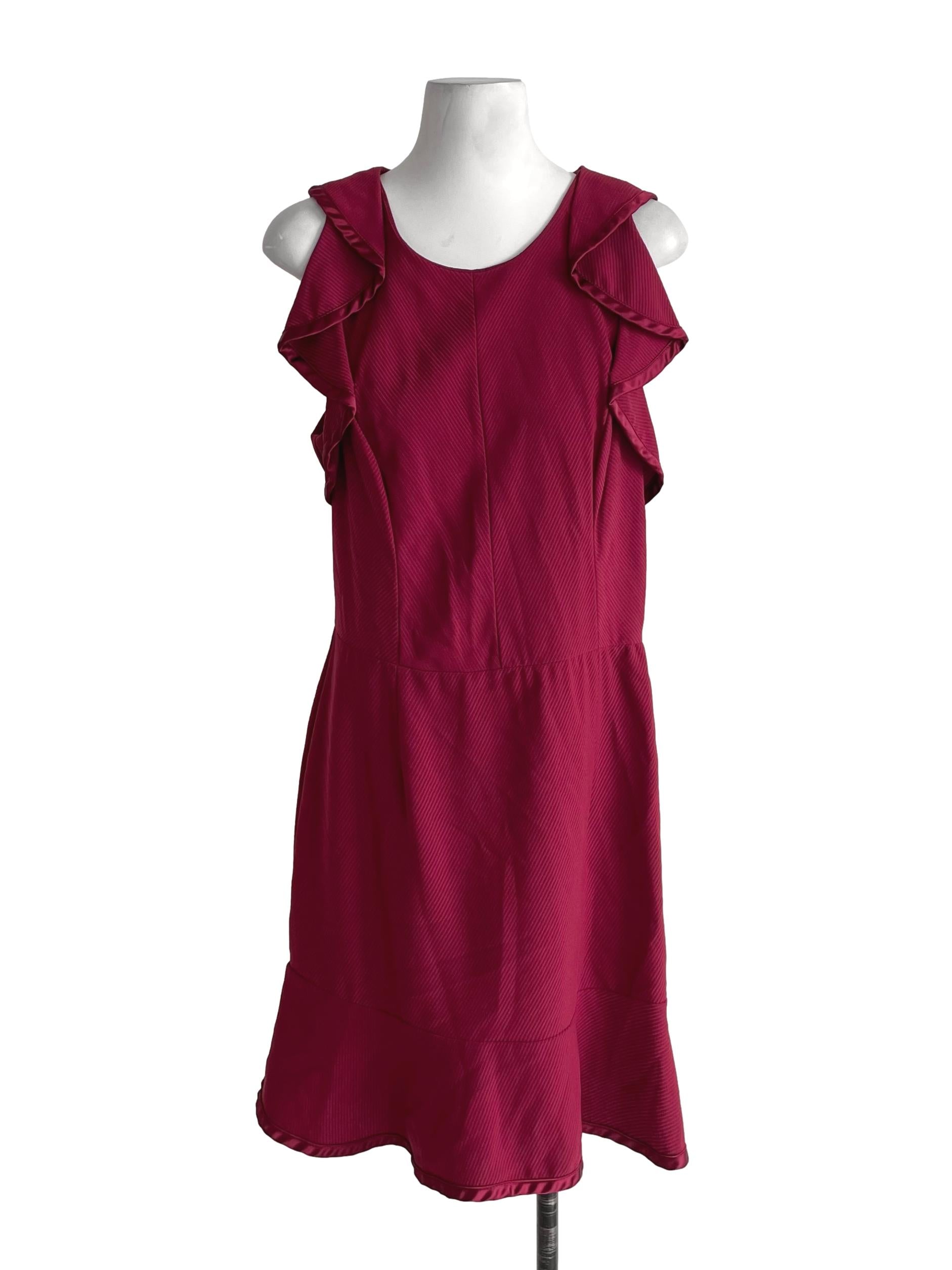 Berry Red Cascade Trace Sleeveless Dress