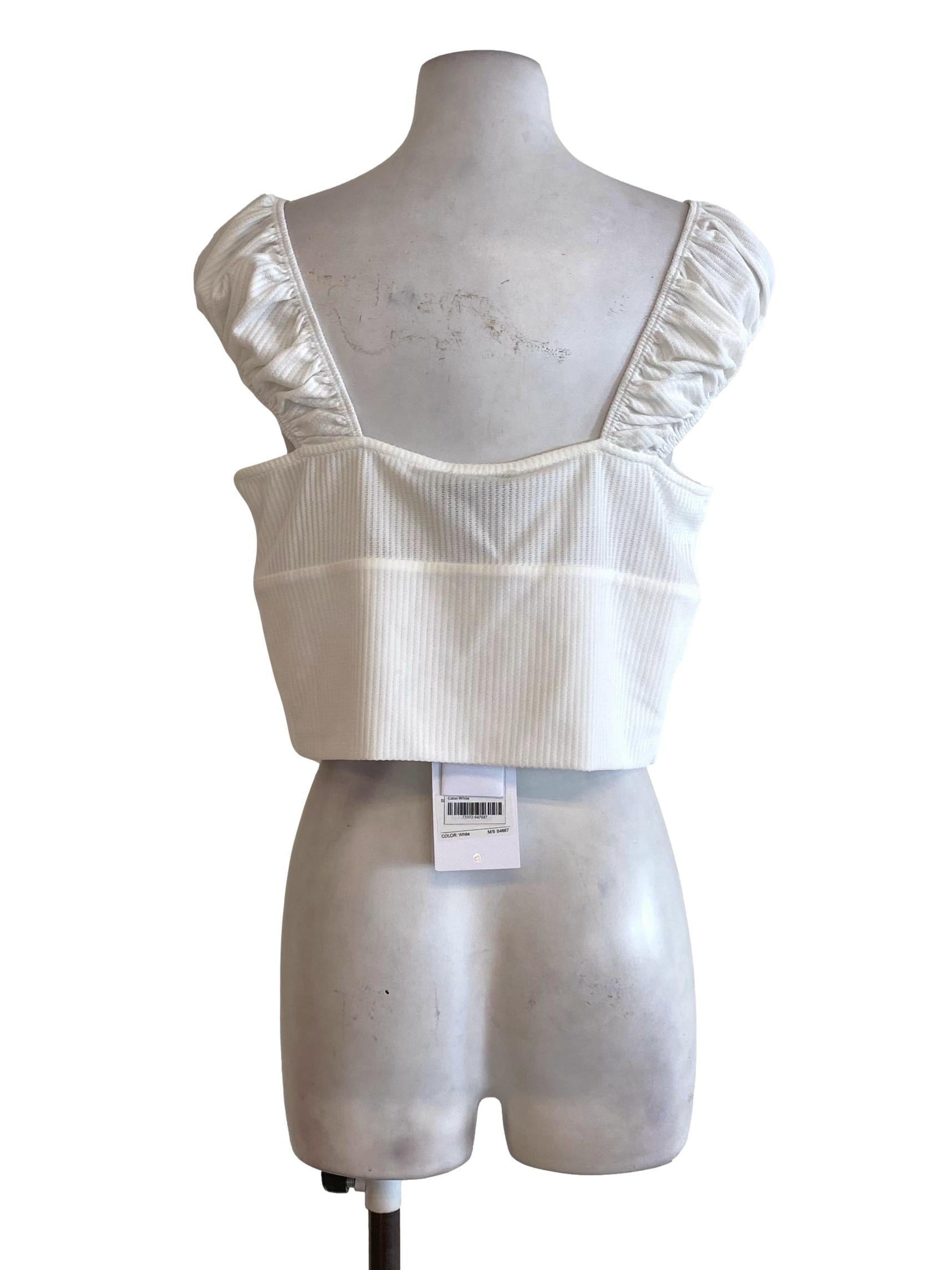 White Ruffle Sleeveless Top