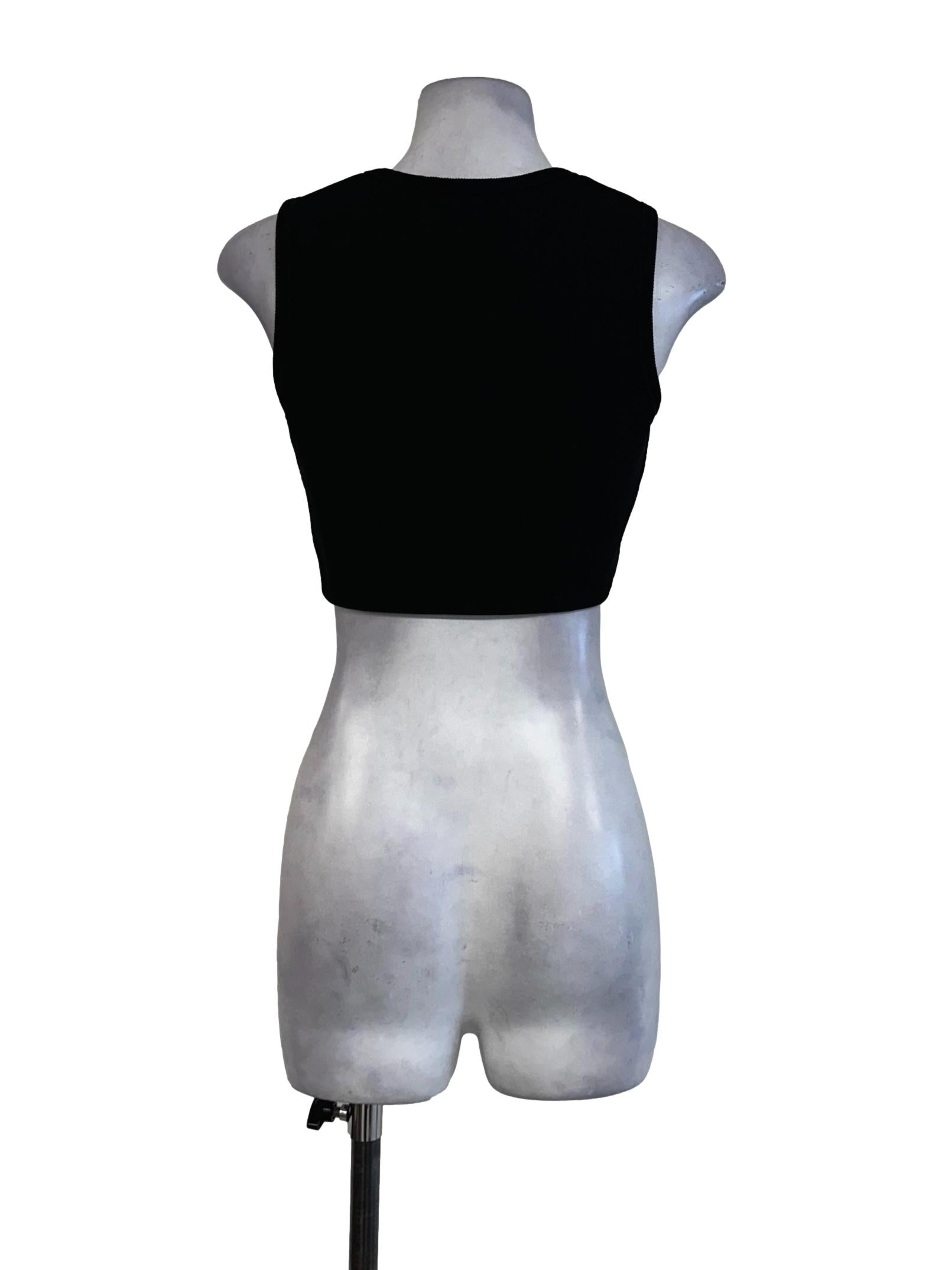 Black Padded Textured Sleeveless Top