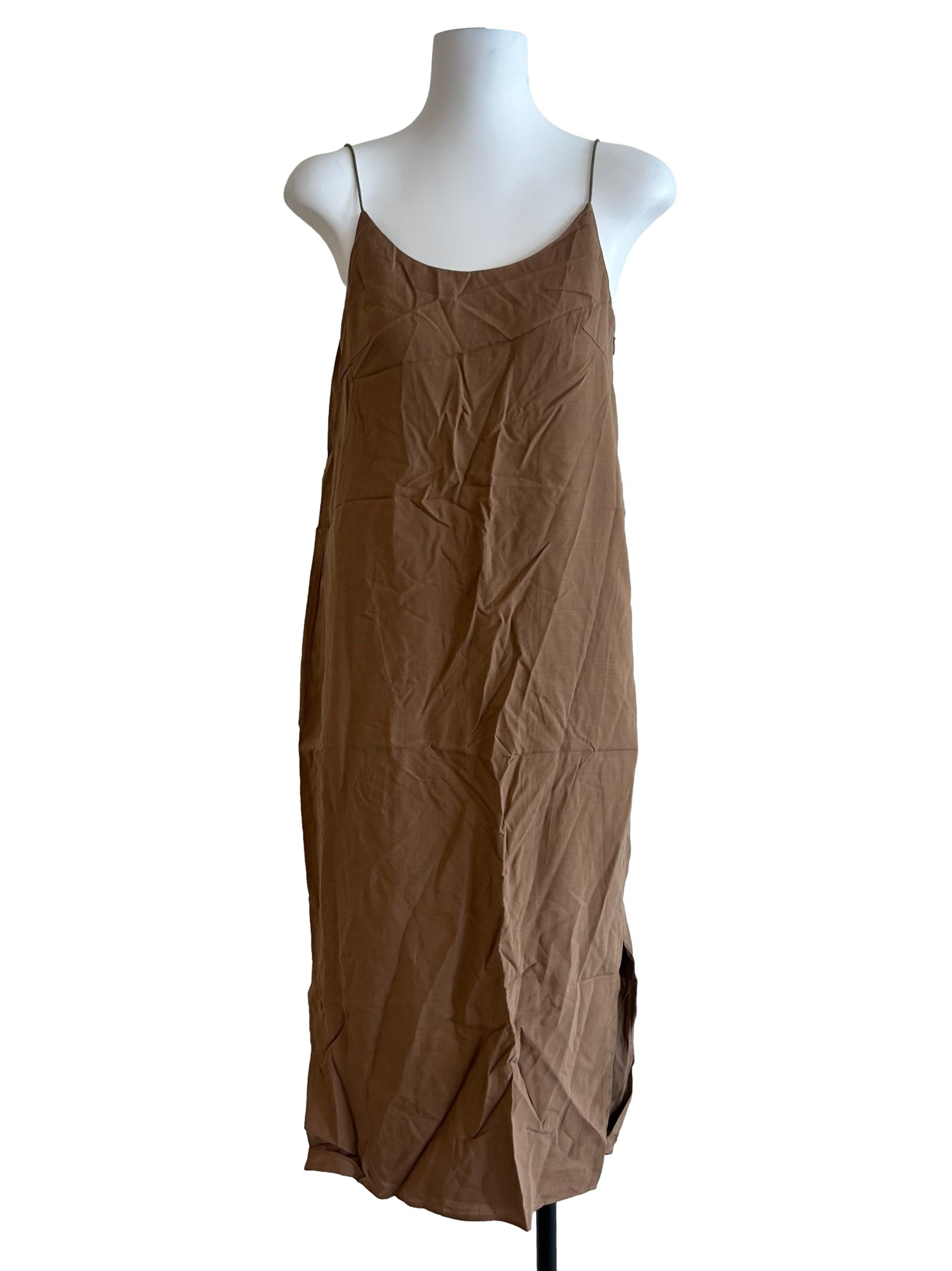 Brown Viscose Slip Dress OSN