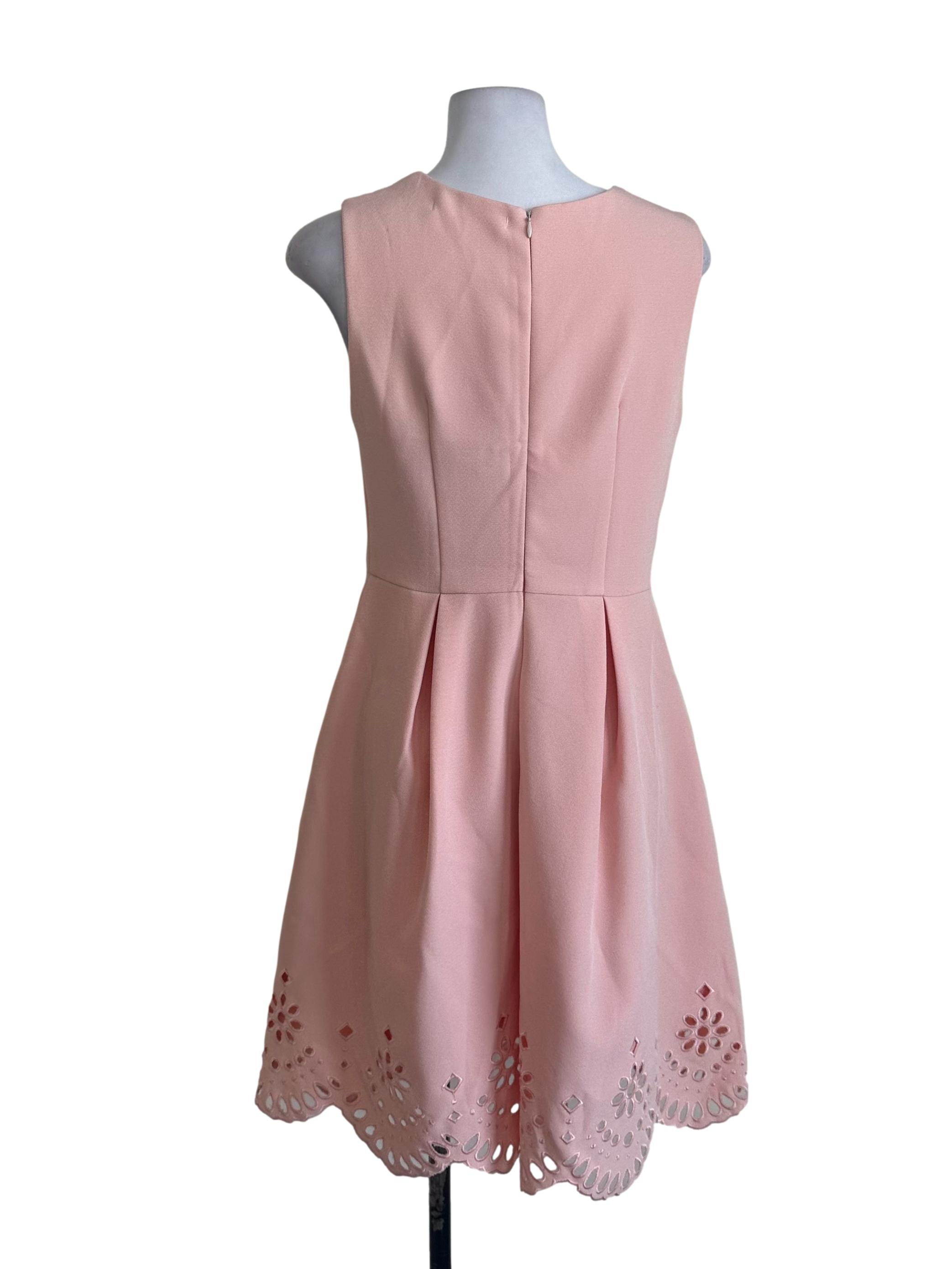 Peach Pink Plain Eyelet Border Dress