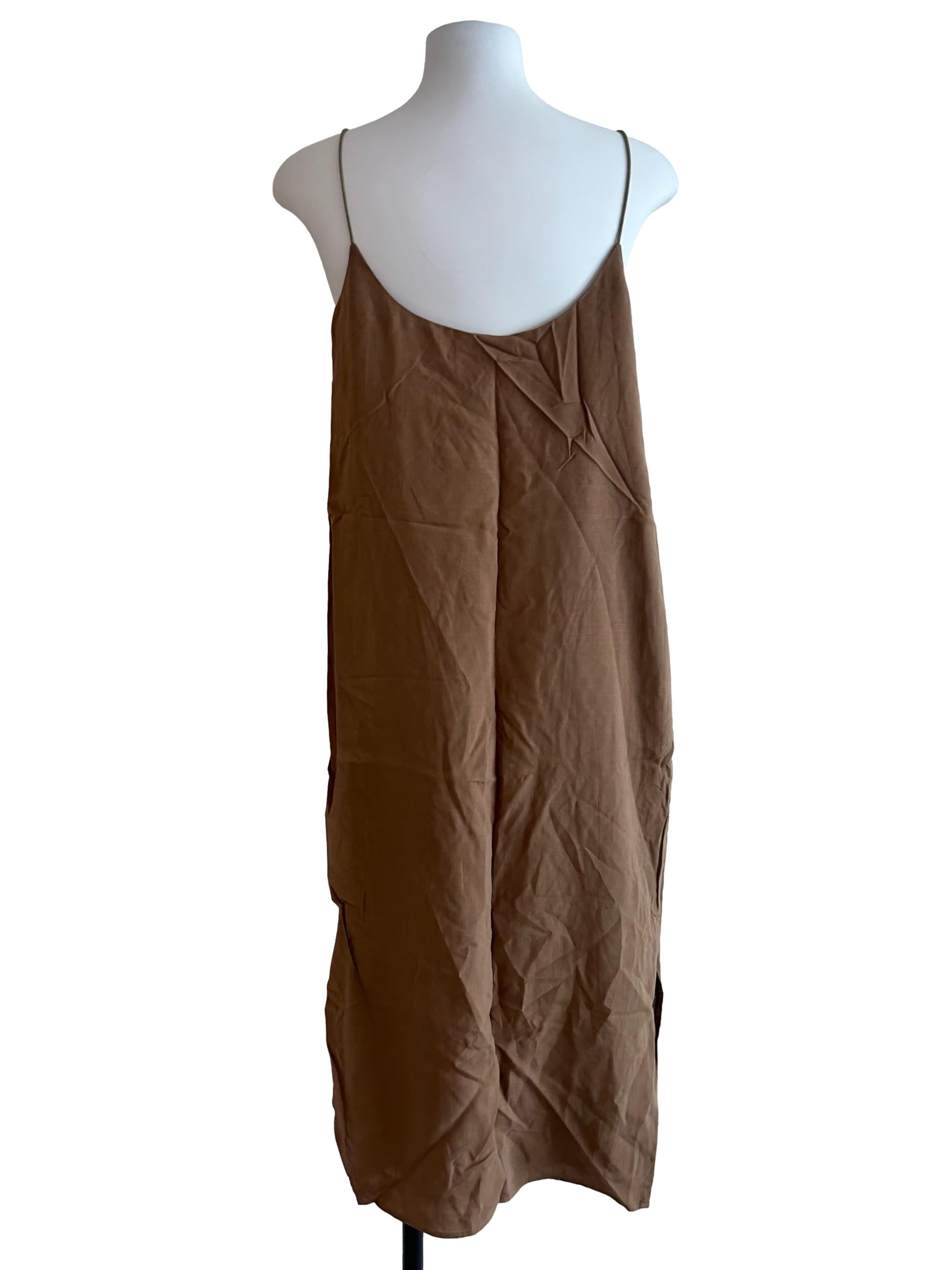 Brown Viscose Slip Dress OSN