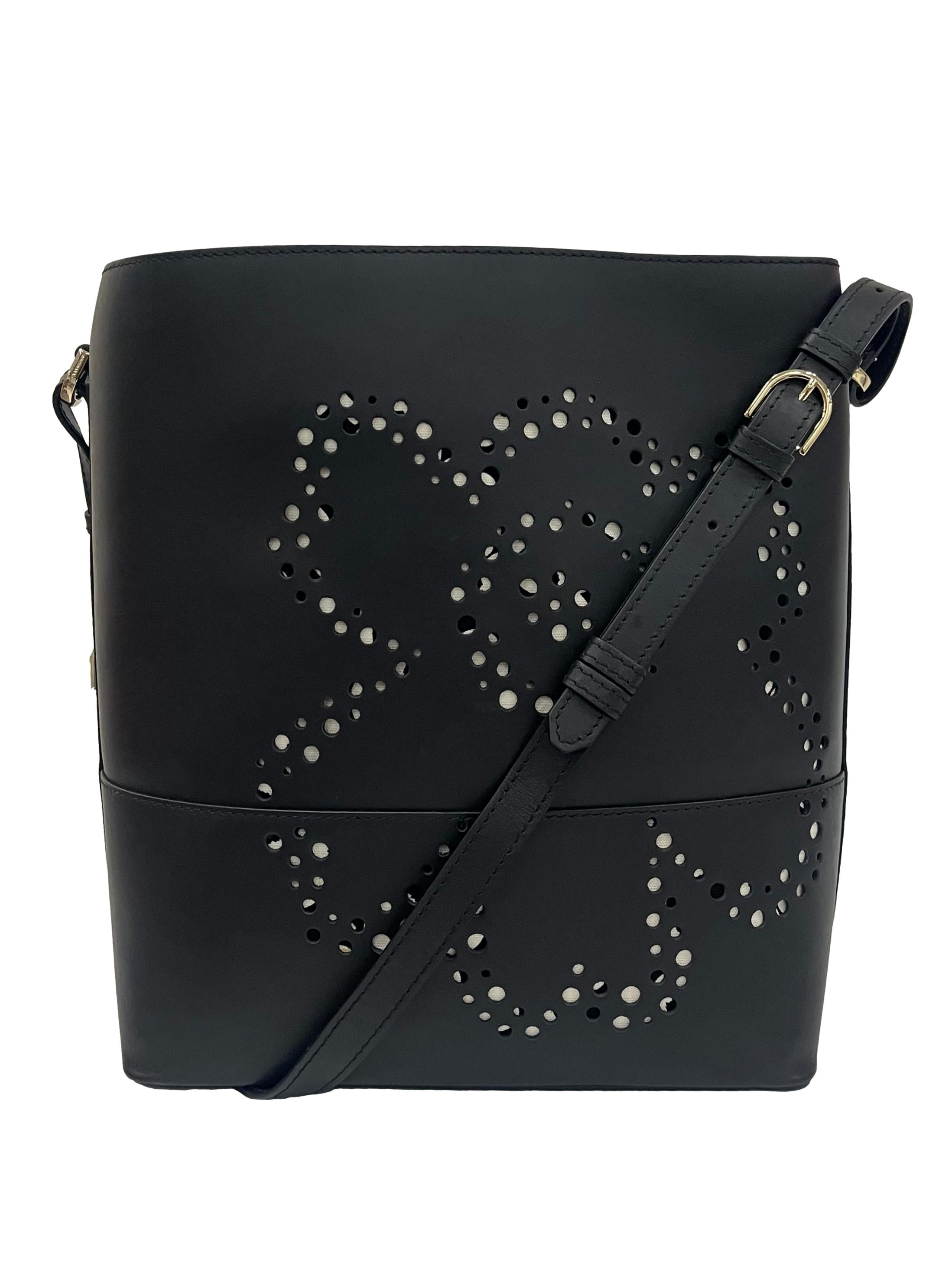 Black Leather Imprint Unikko Tote Bag CSN