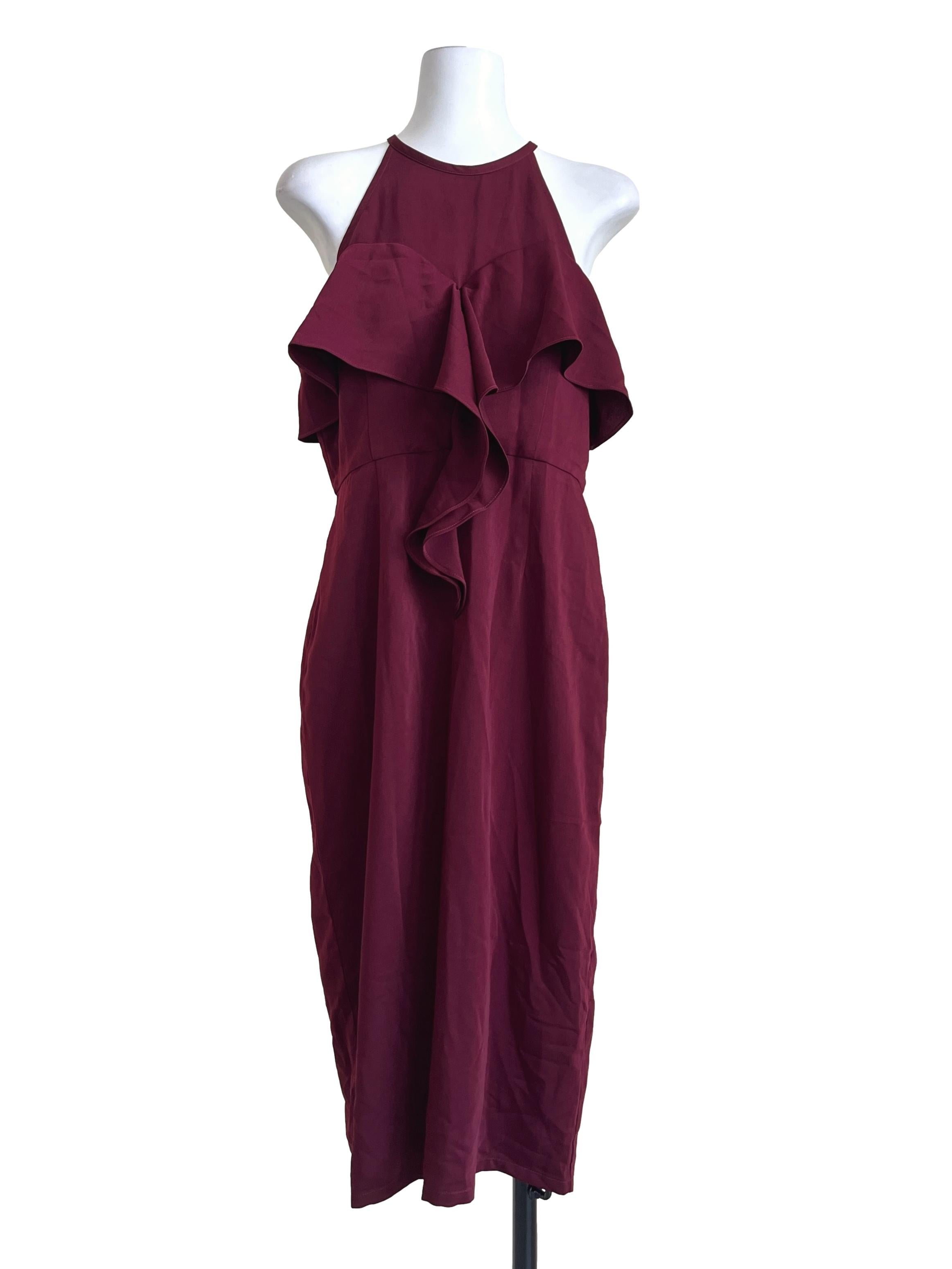 Garnet Red Halter A-Line Dress LB
