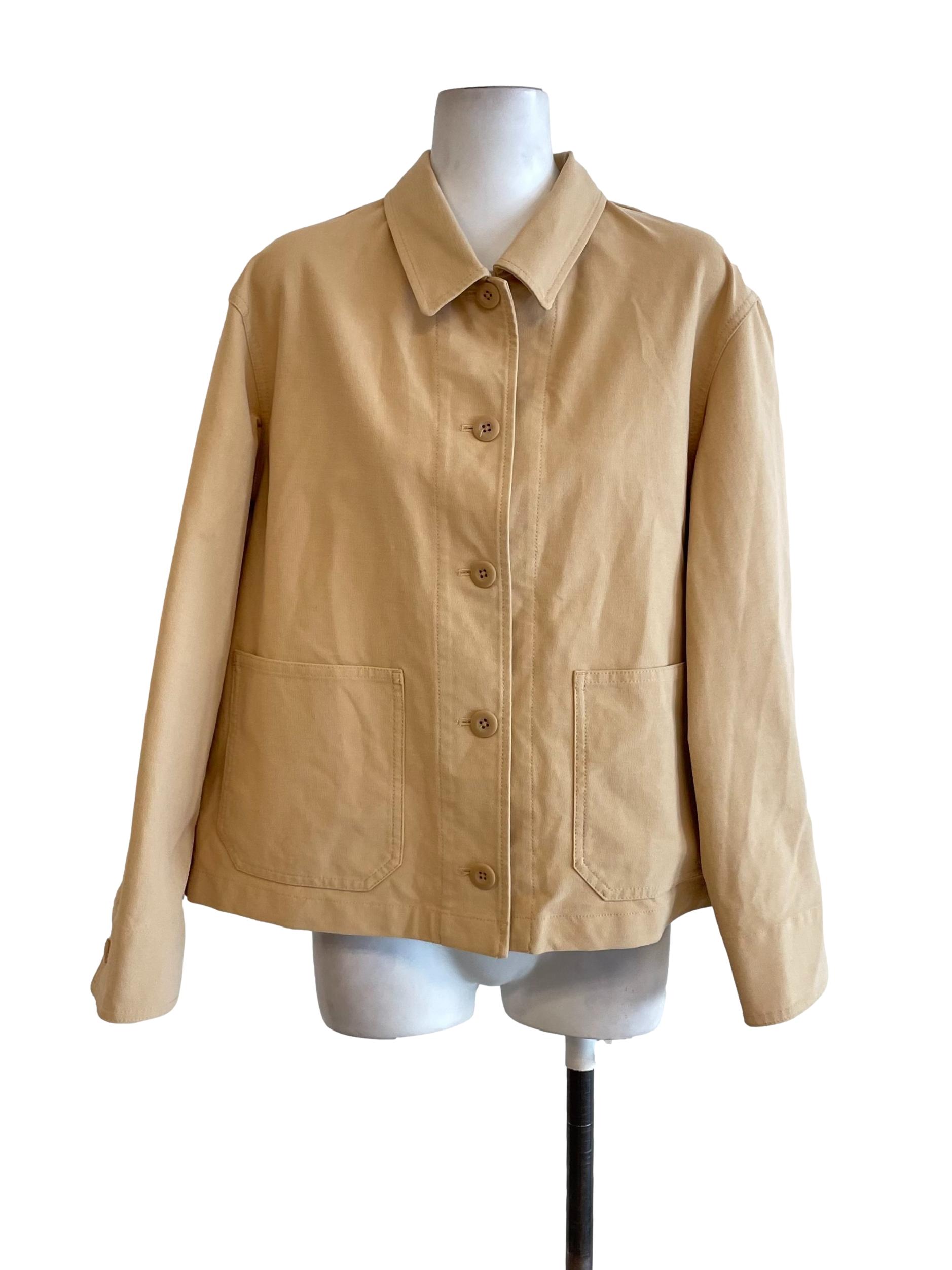 Latte Button Up Trapeze Jacket