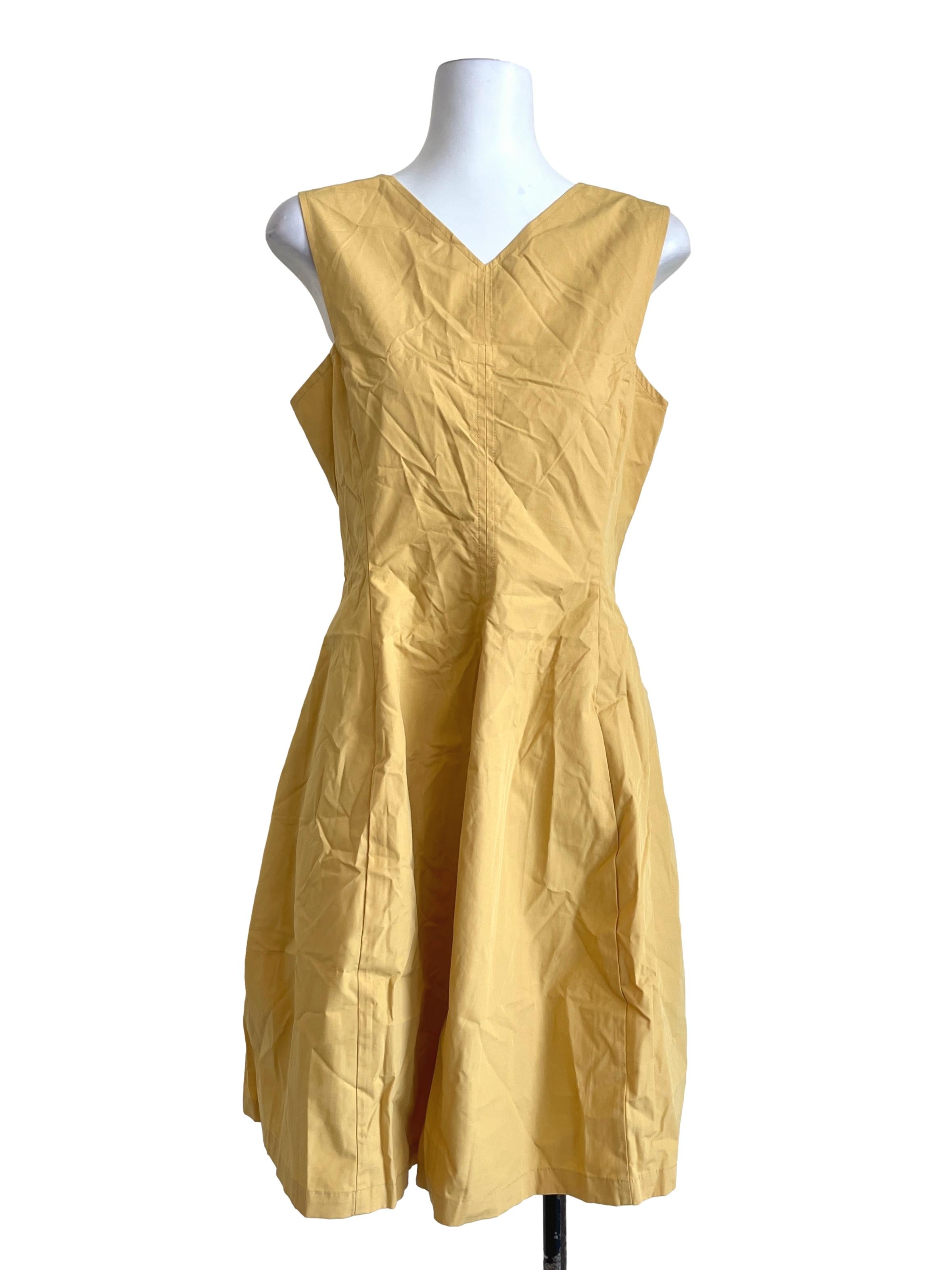Butter Yellow V-Neck A-Line Dress LB