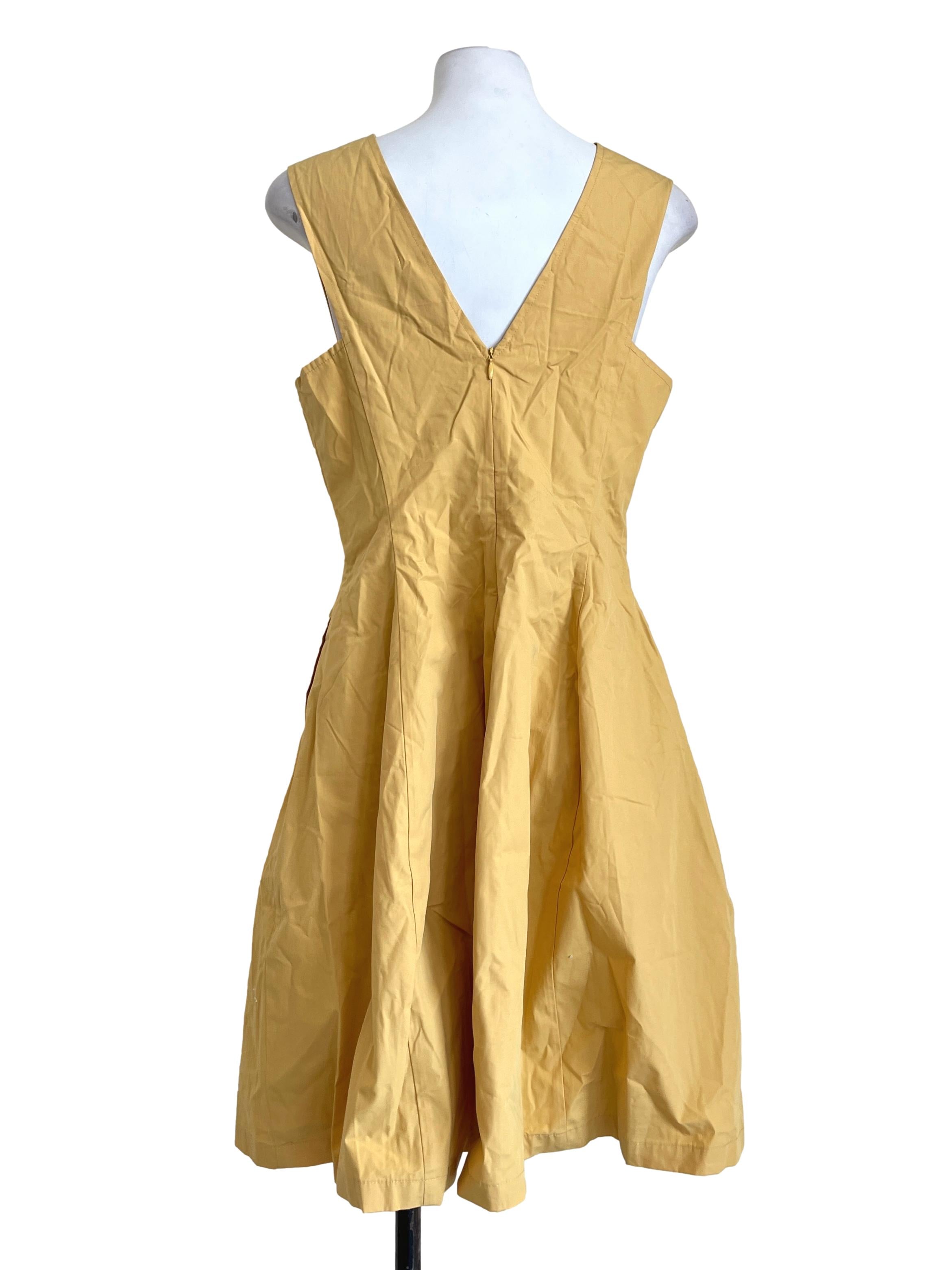 Butter Yellow V-Neck A-Line Dress LB