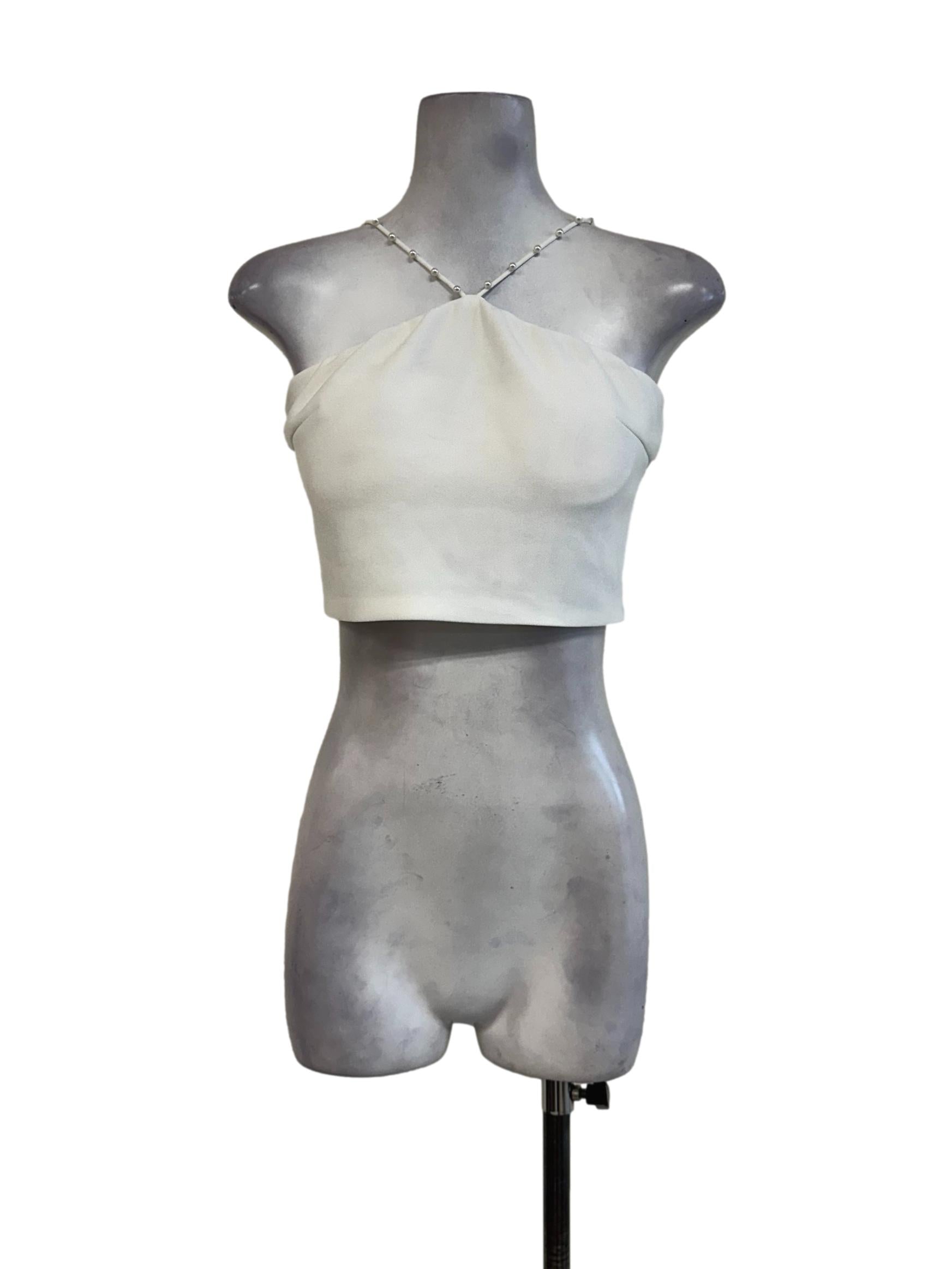 Daisy White Padded Halter Strap Top