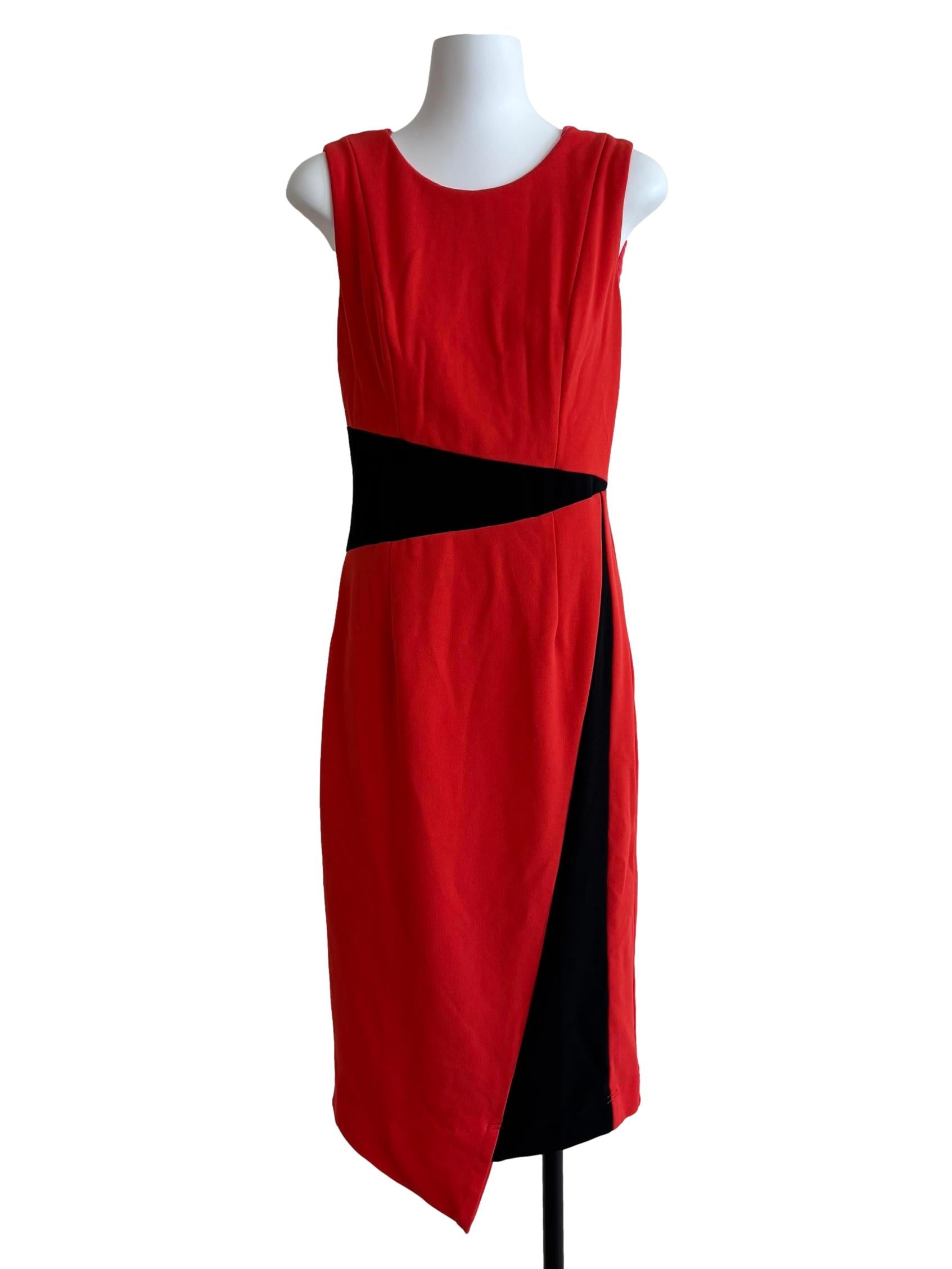 Scarlet Red Black Slit Pencil Dress