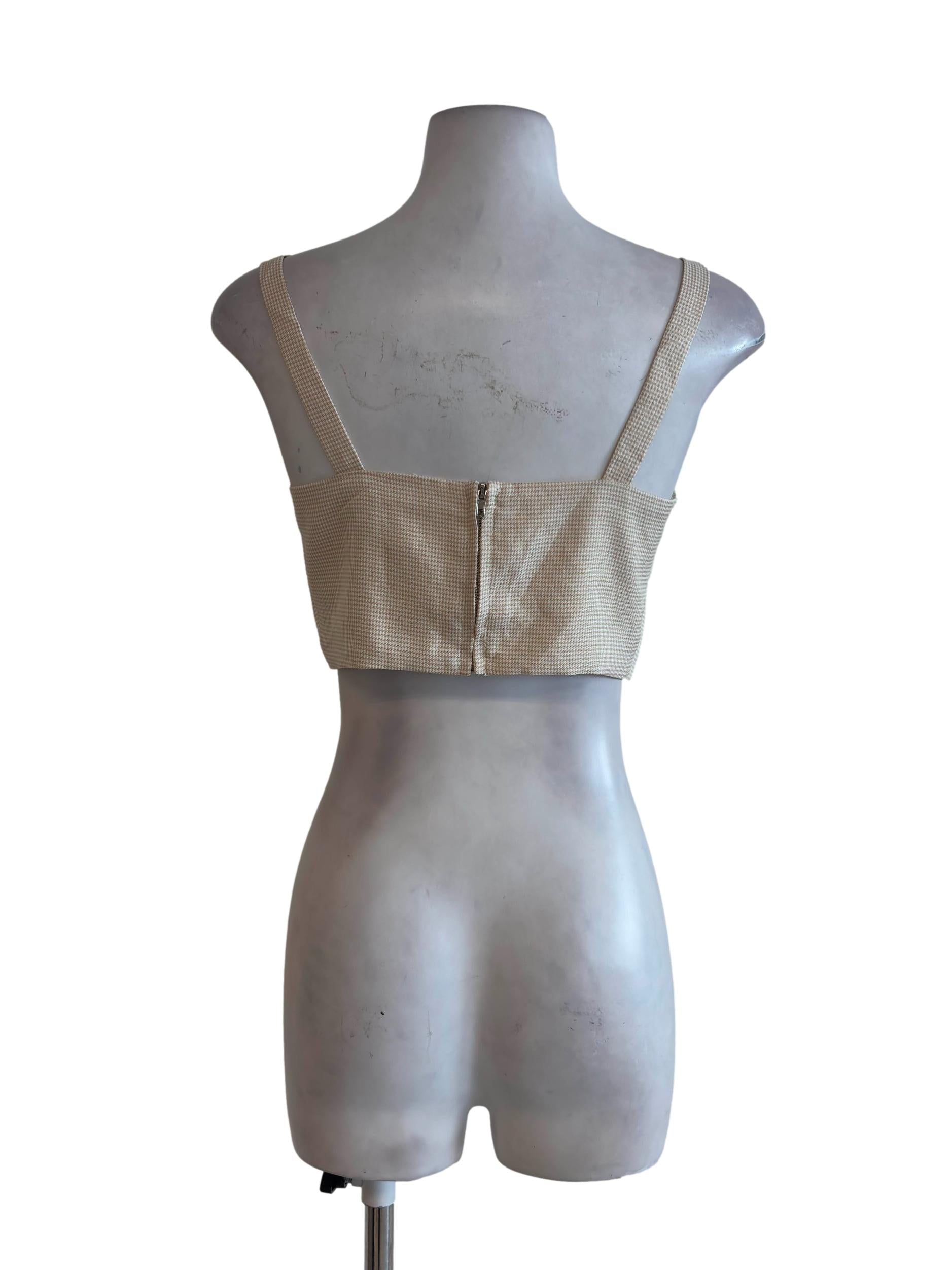 Light Apricot Gingham Cropped Top