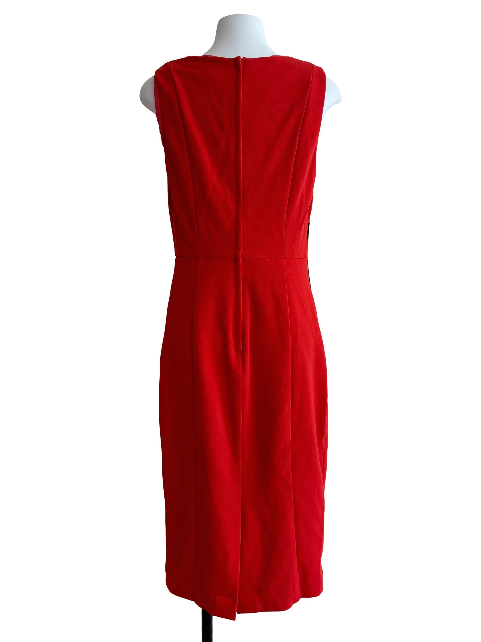 Scarlet Red Black Slit Pencil Dress