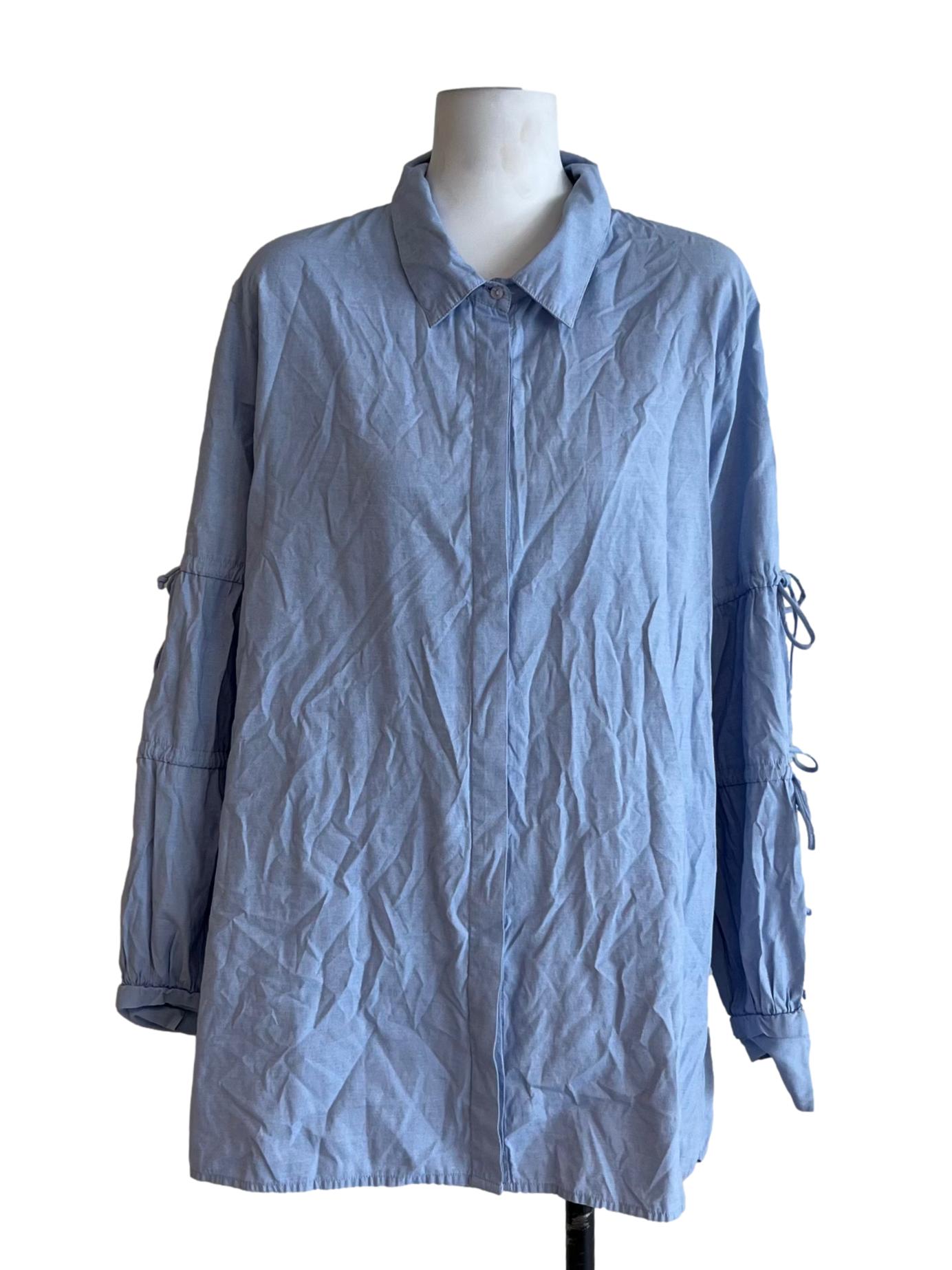 Blue Wing Collar Shirt Dress