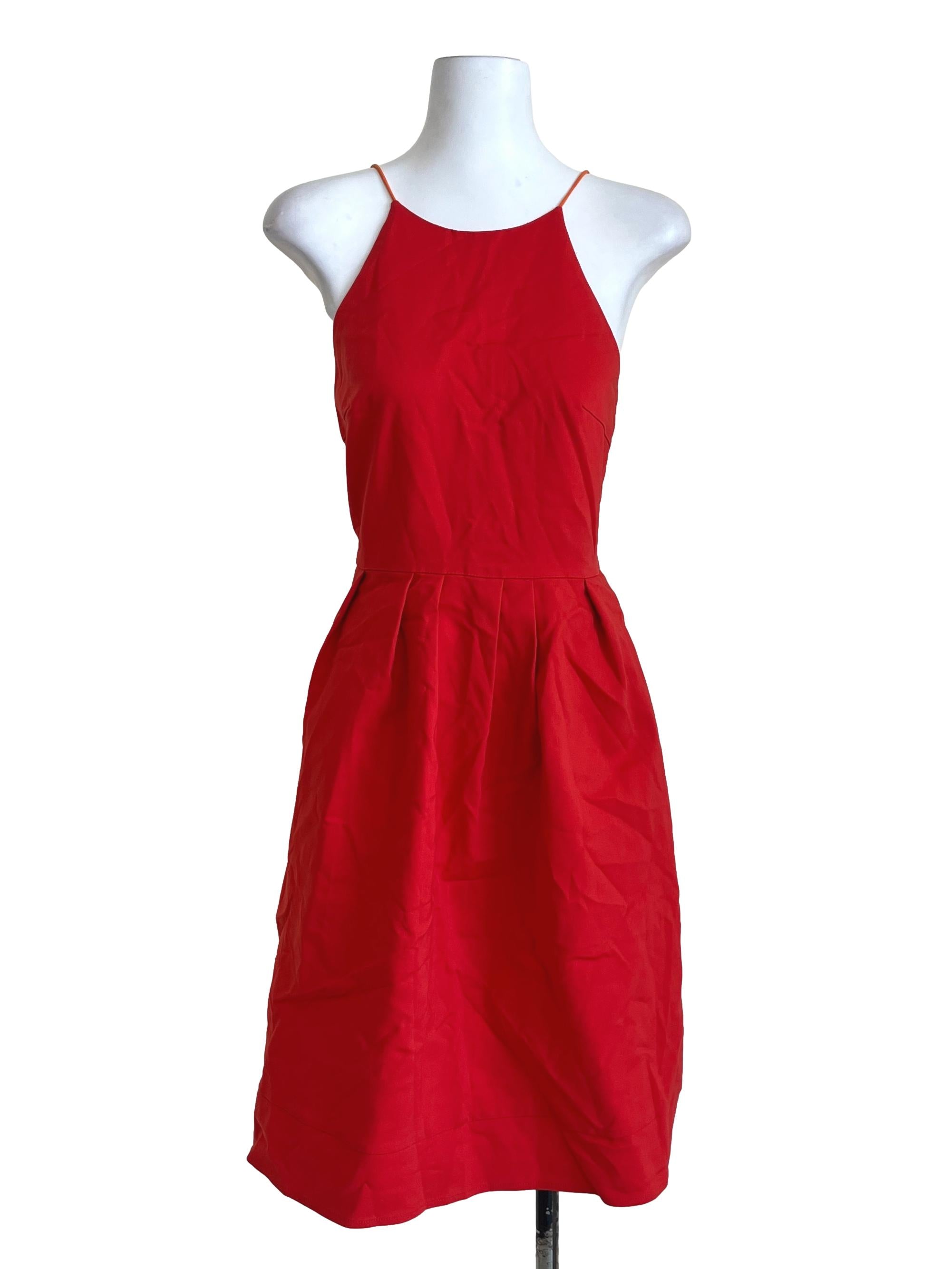 Chilli Red Halter A-Line Dress LB