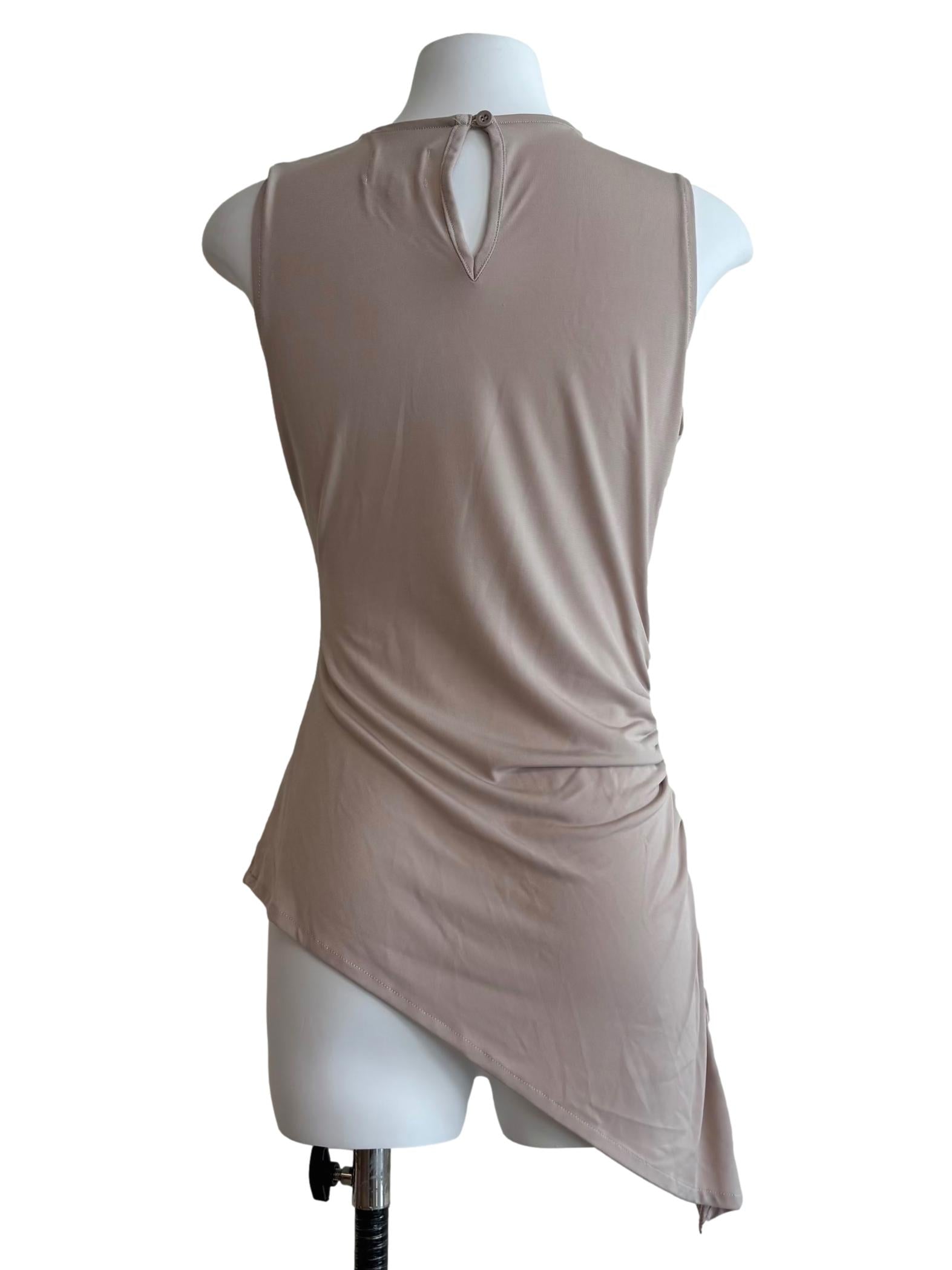Sand Beige Asymmetrical Fitted Top
