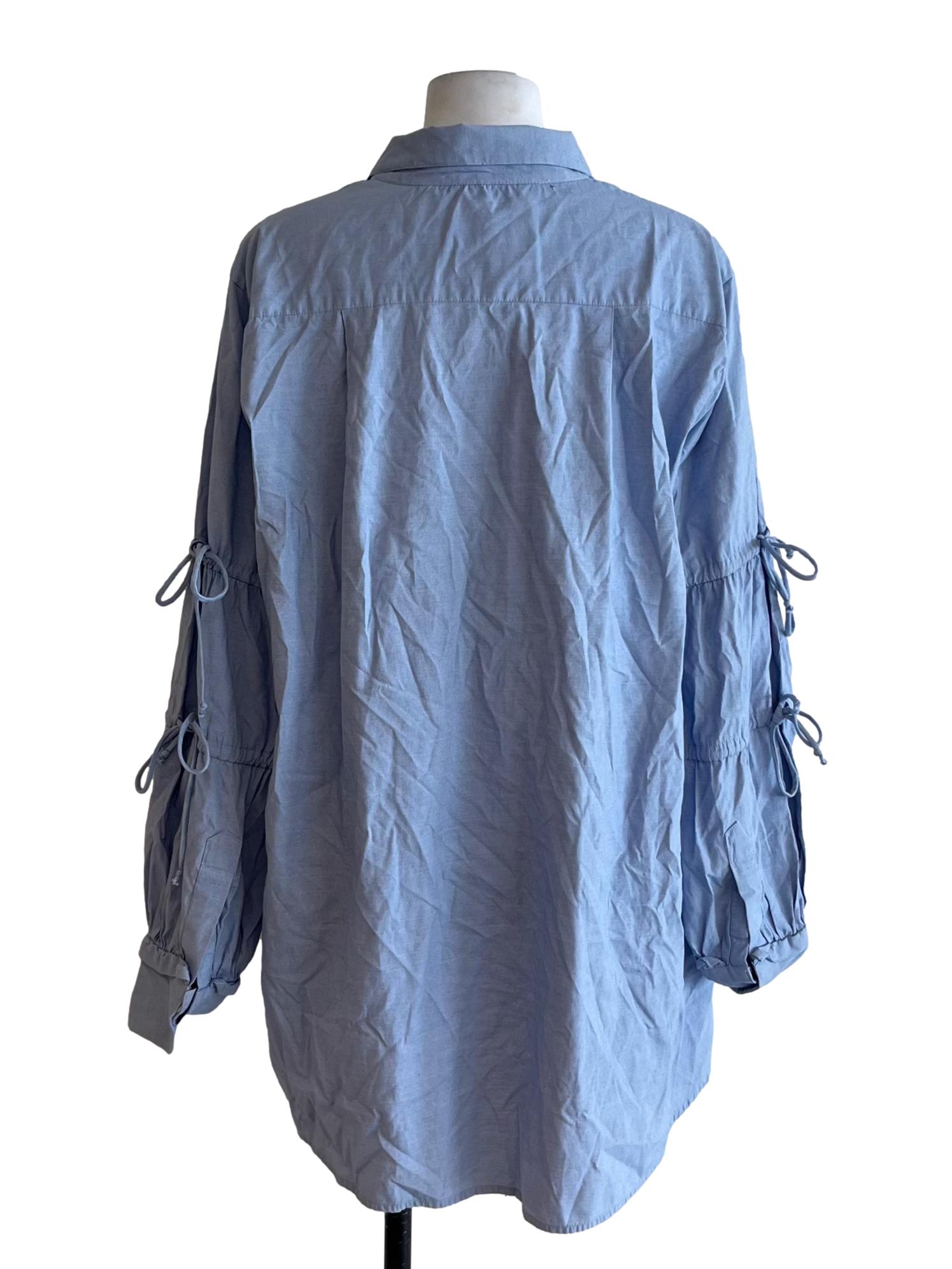 Blue Wing Collar Shirt Dress