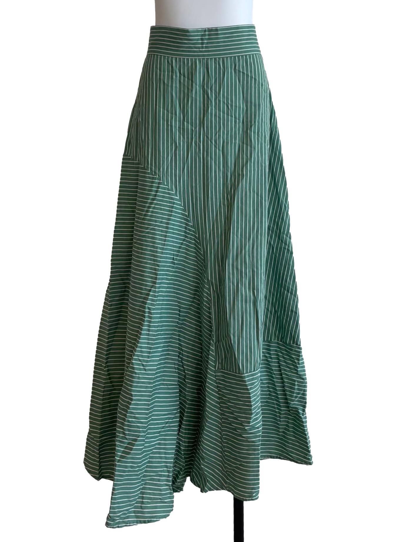 Parakeet Green Striped Cotton Skirt