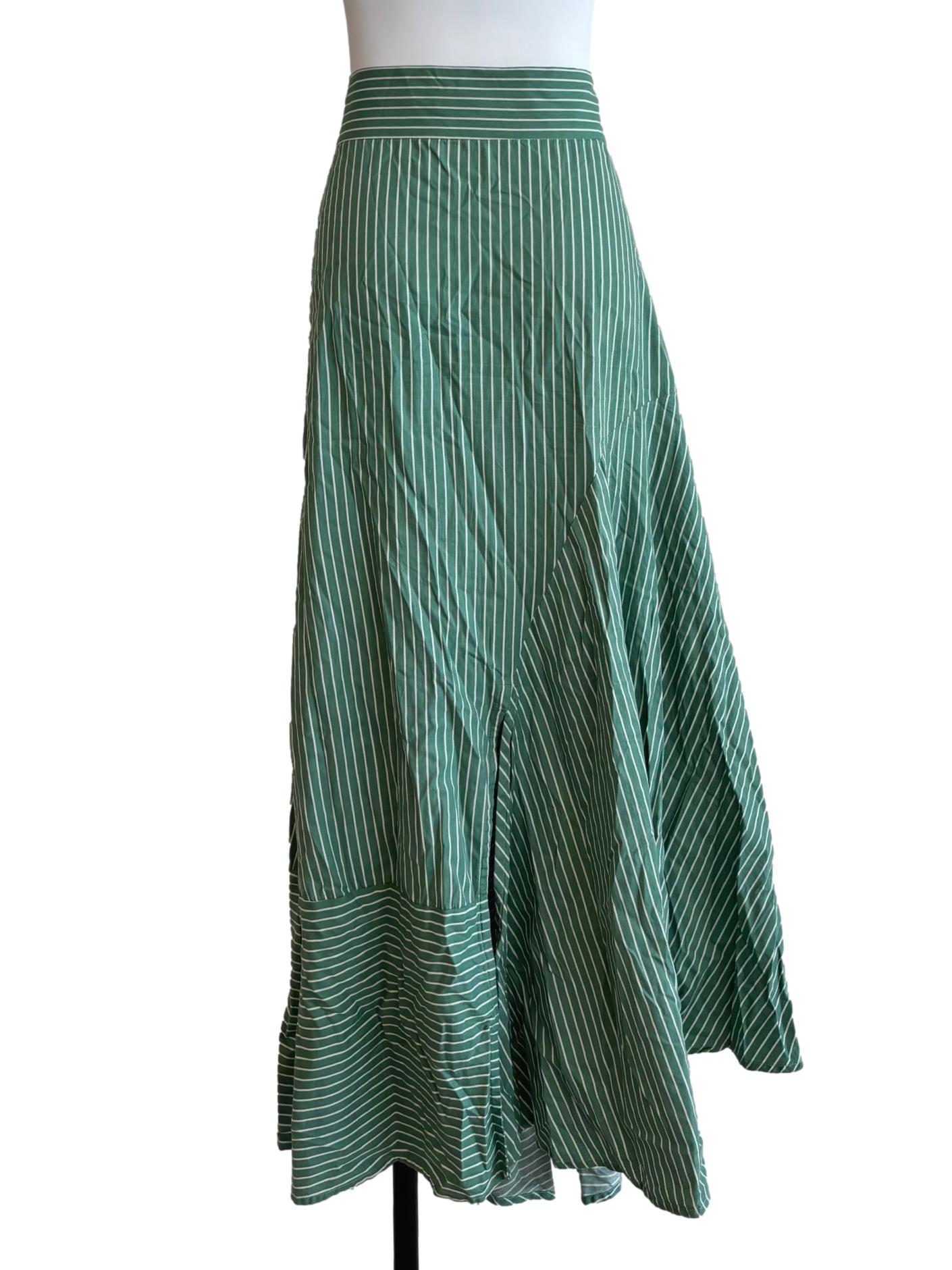 Parakeet Green Striped Cotton Skirt