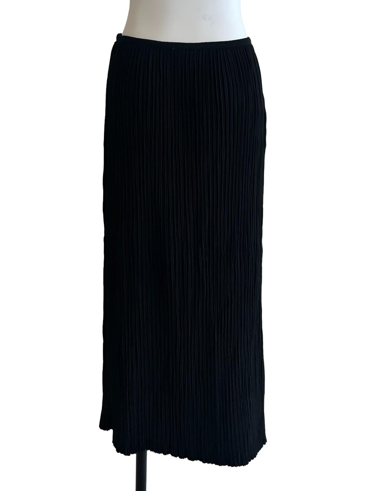 Black Pleated Column Skirt OSN