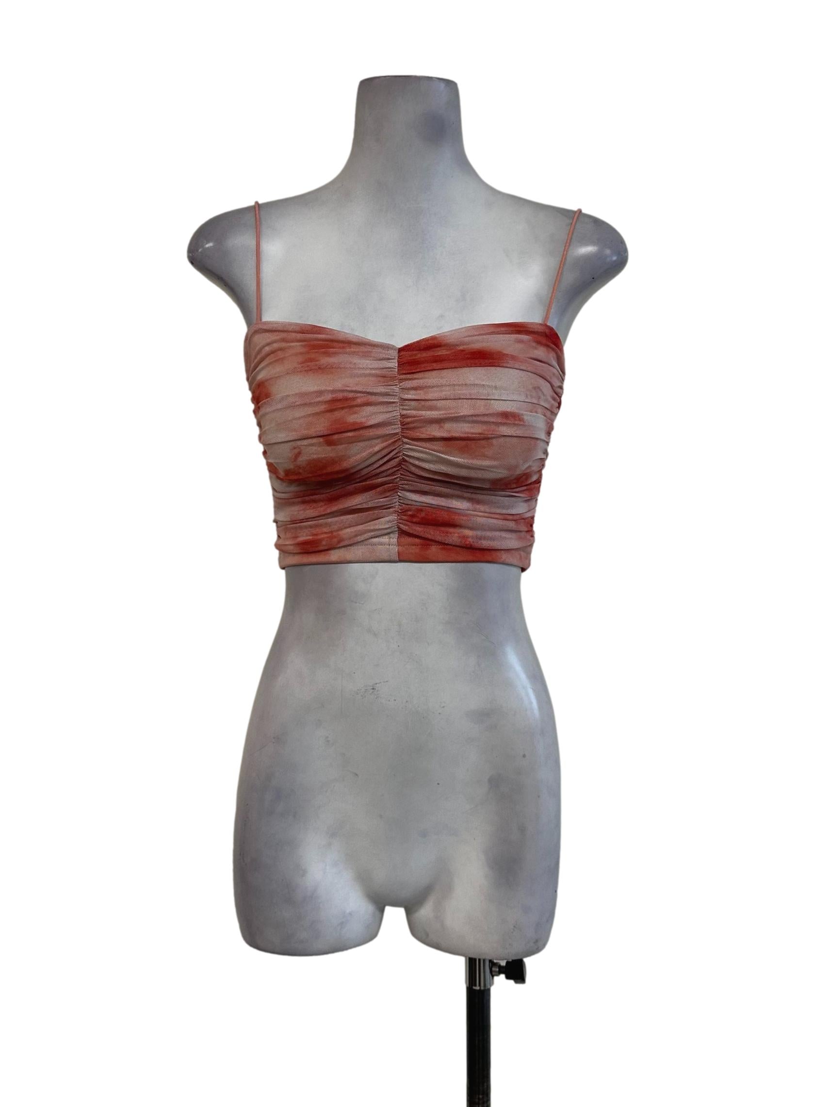 Peach Padded Draped Sleeveless Top