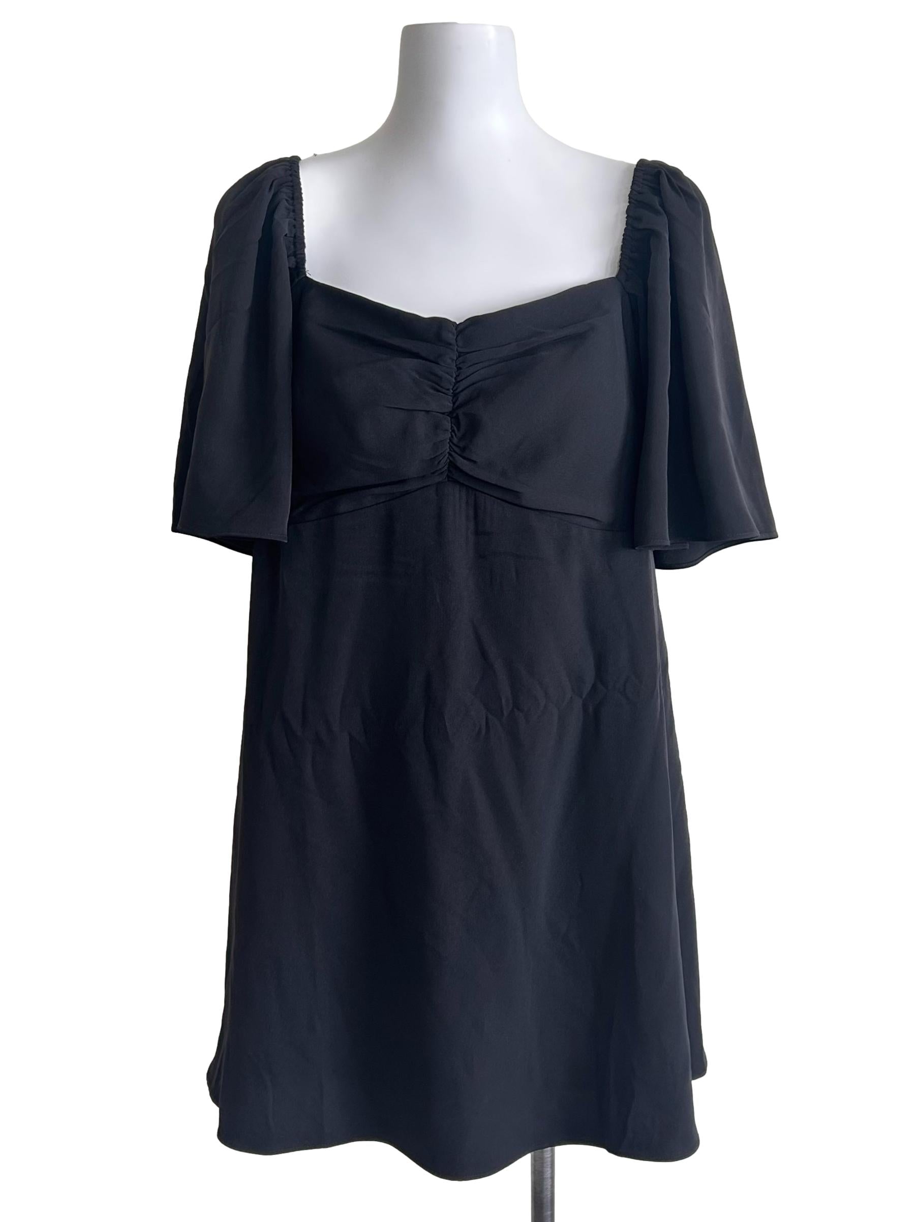 Black Short Flutter Sleeves Dress