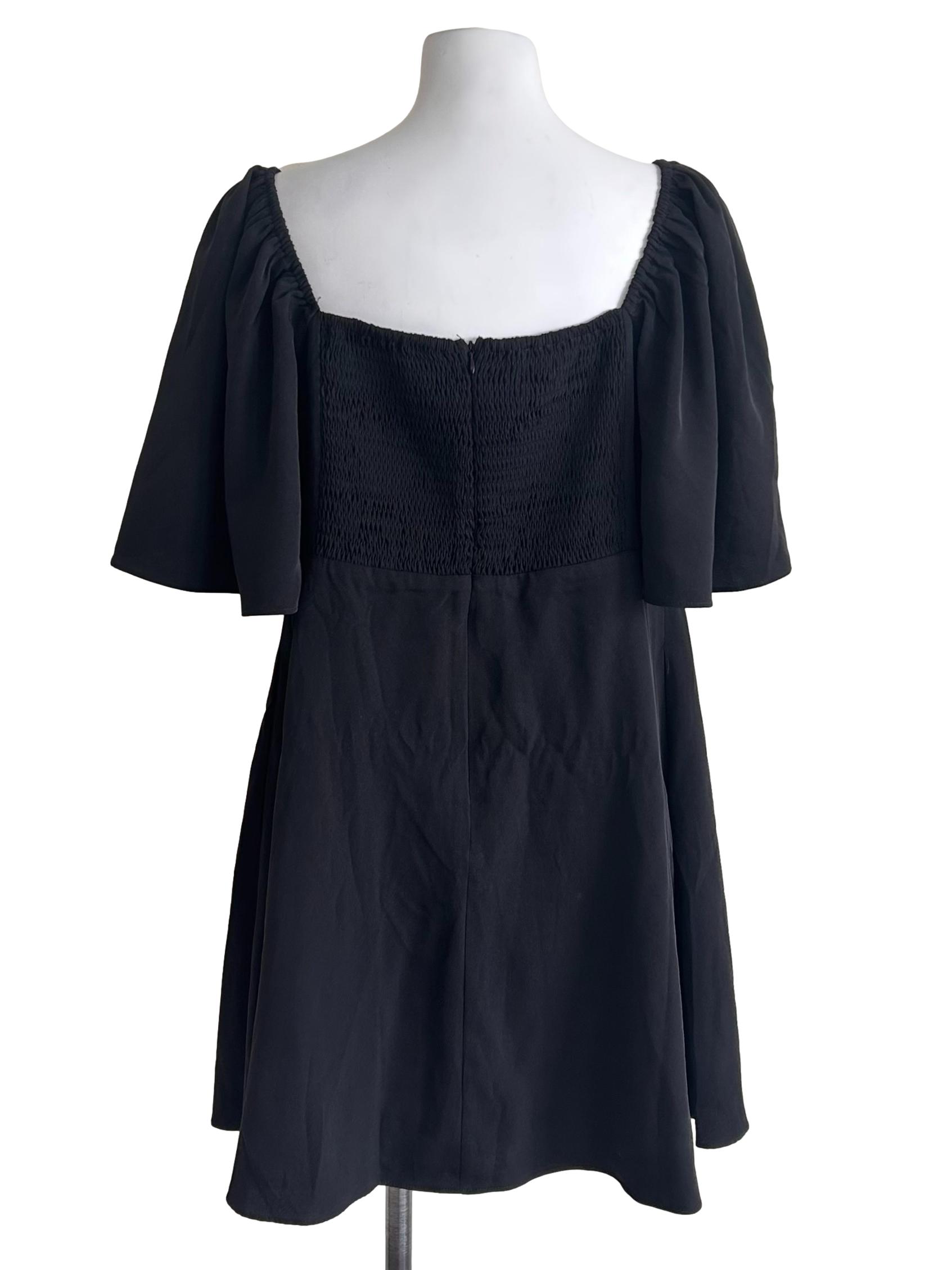 Black Short Flutter Sleeves Dress