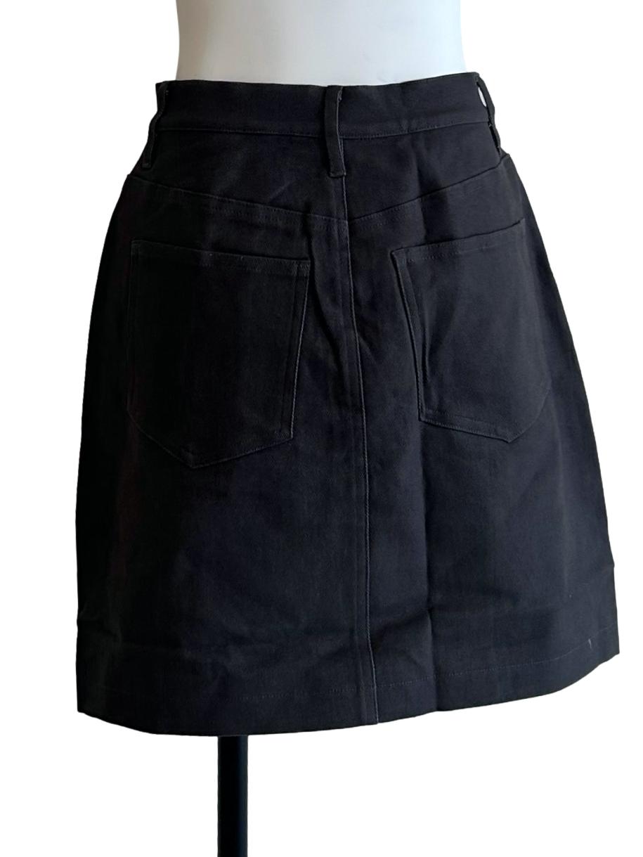 Grey Cotton Twill Mini Skirt OSN
