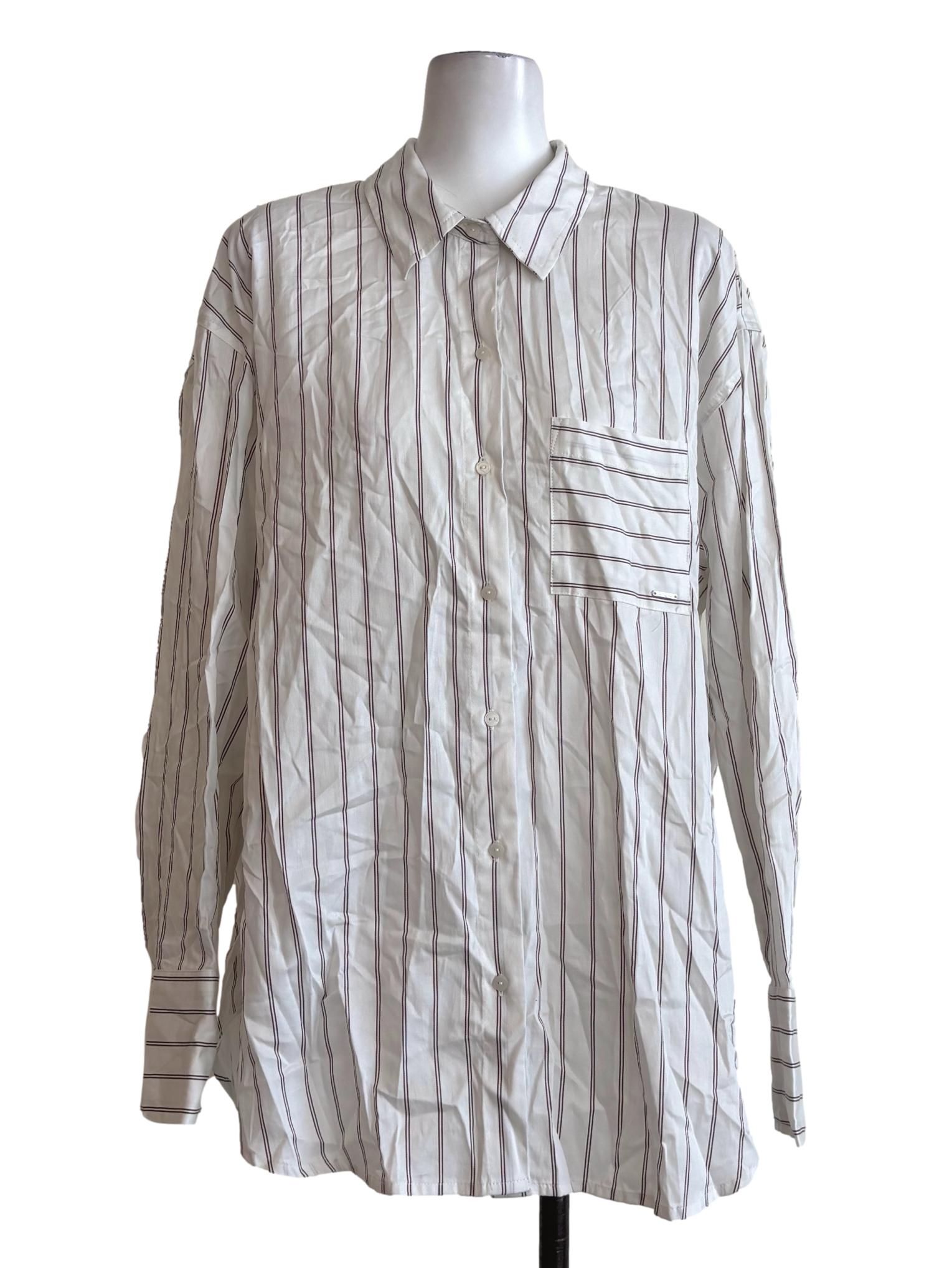 White Smoke Striped Buttoned Shirt