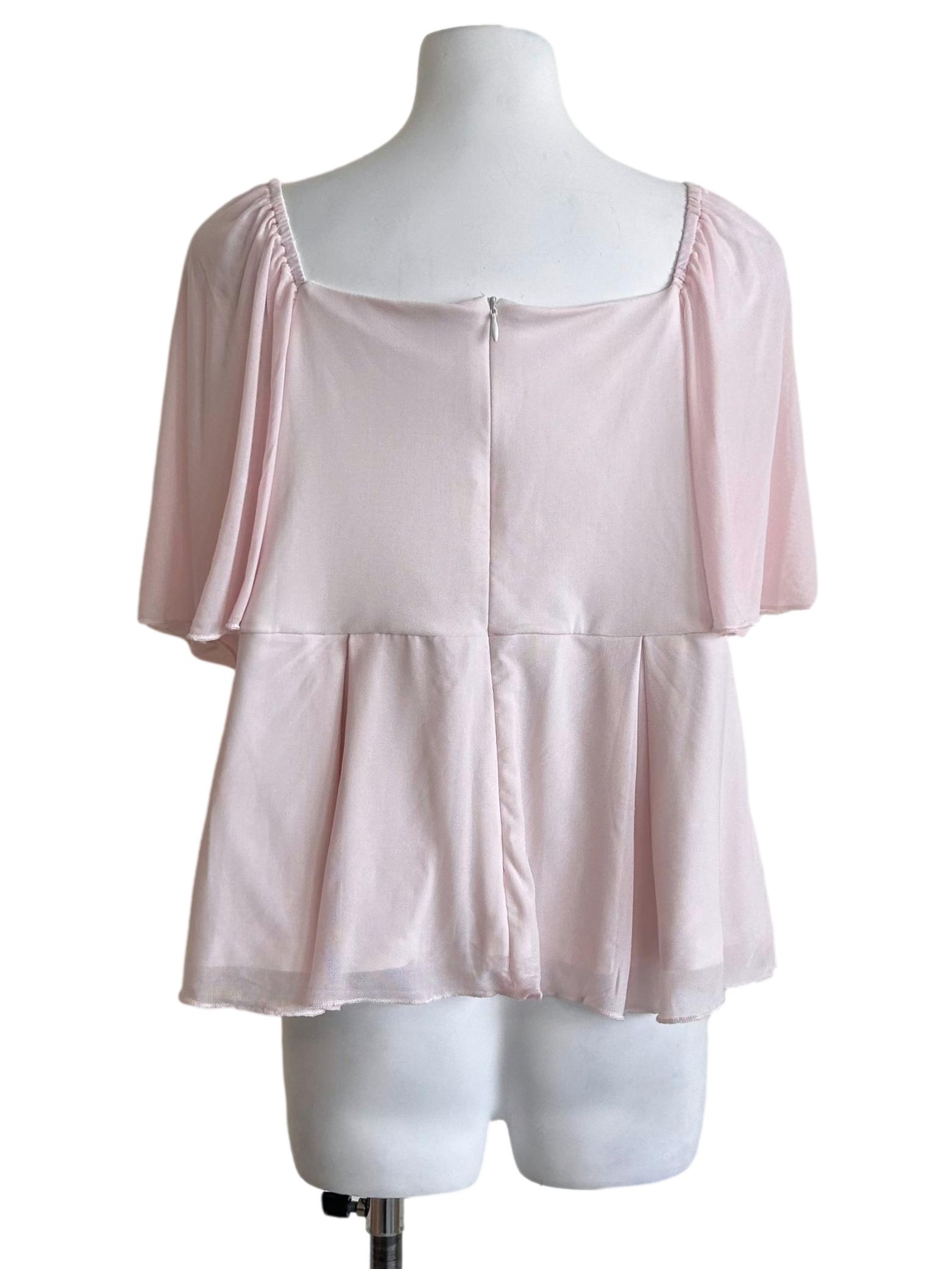 Blush Pink Flutter Sleeves Longline Top