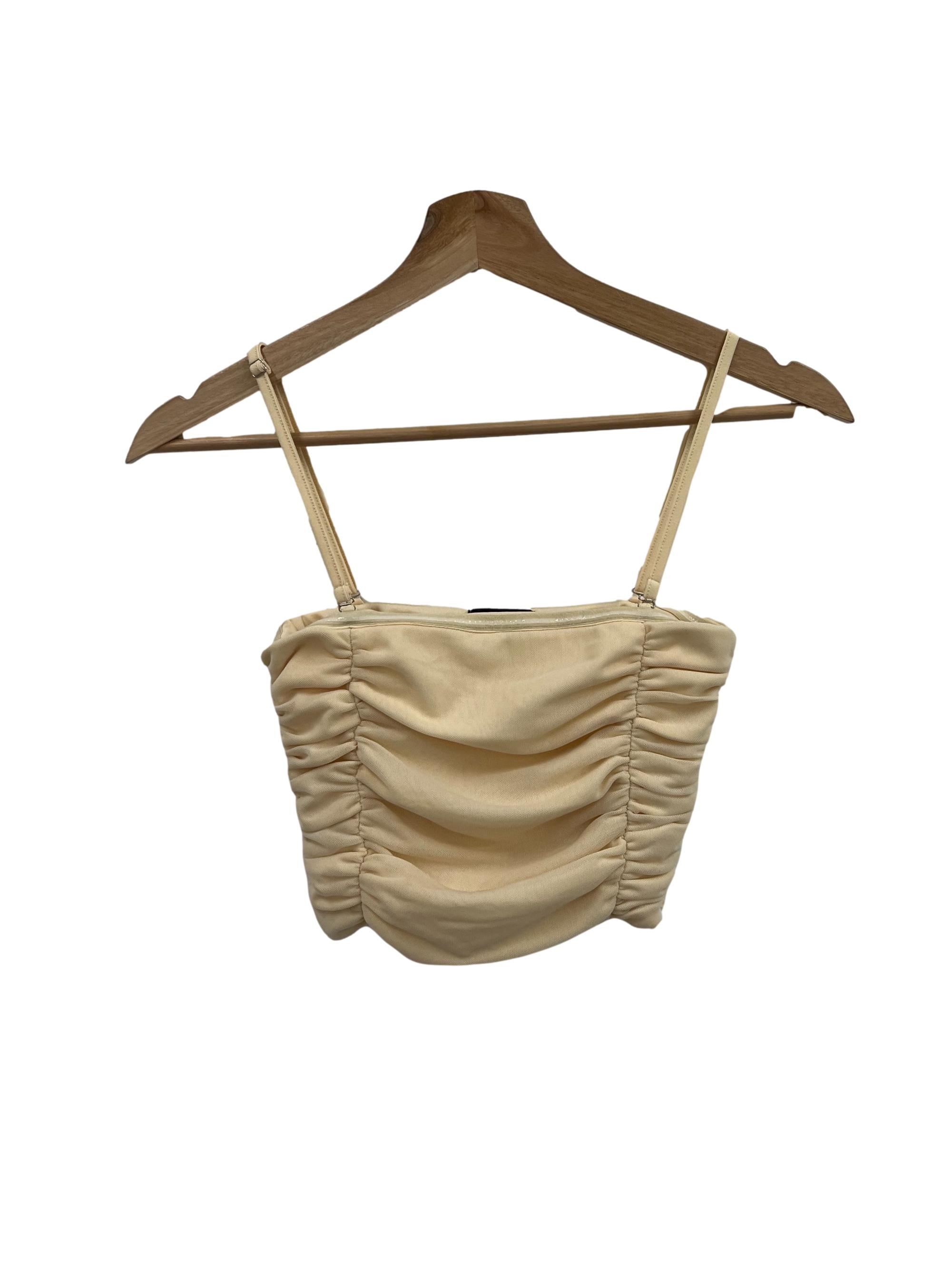 Nude Ruched Crop Top