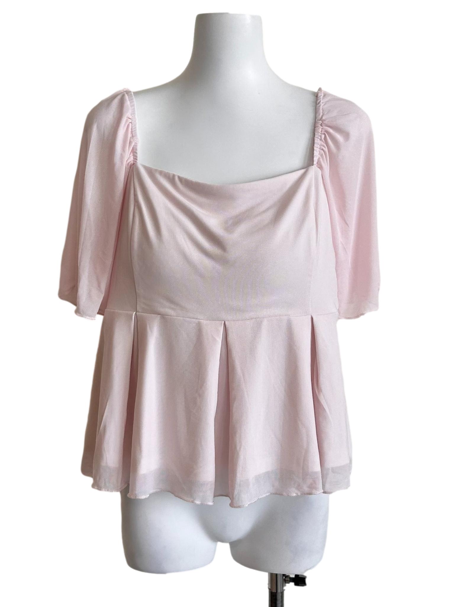 Blush Pink Flutter Sleeves Longline Top