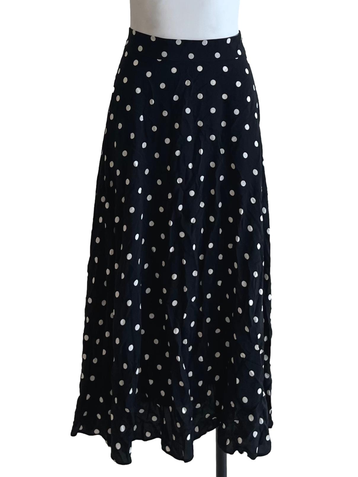 Black Polka Dot A-Line Skirt