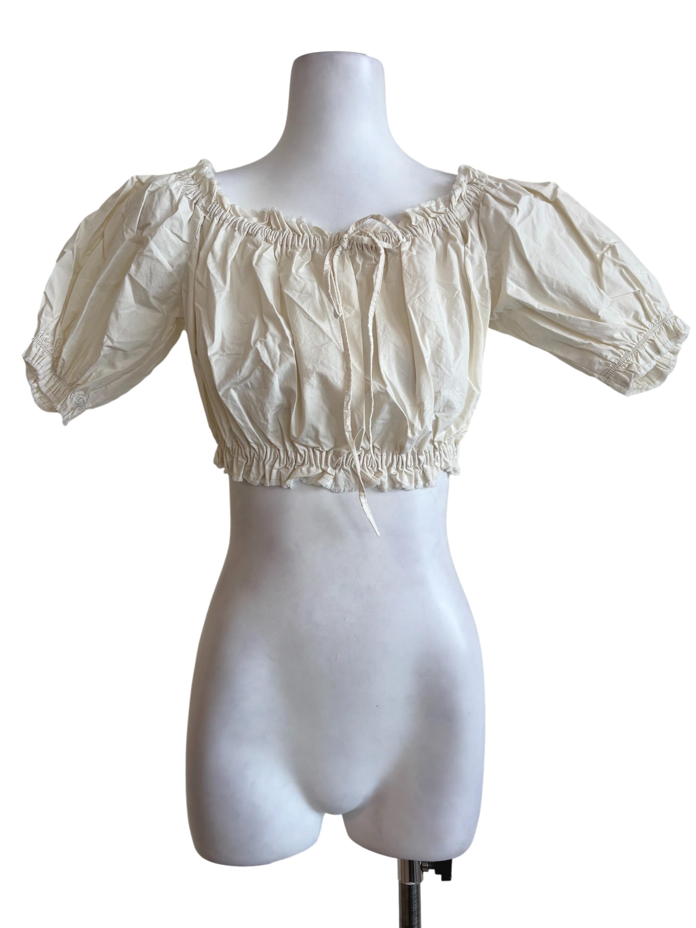 White Puff-Sleeve Crop Top