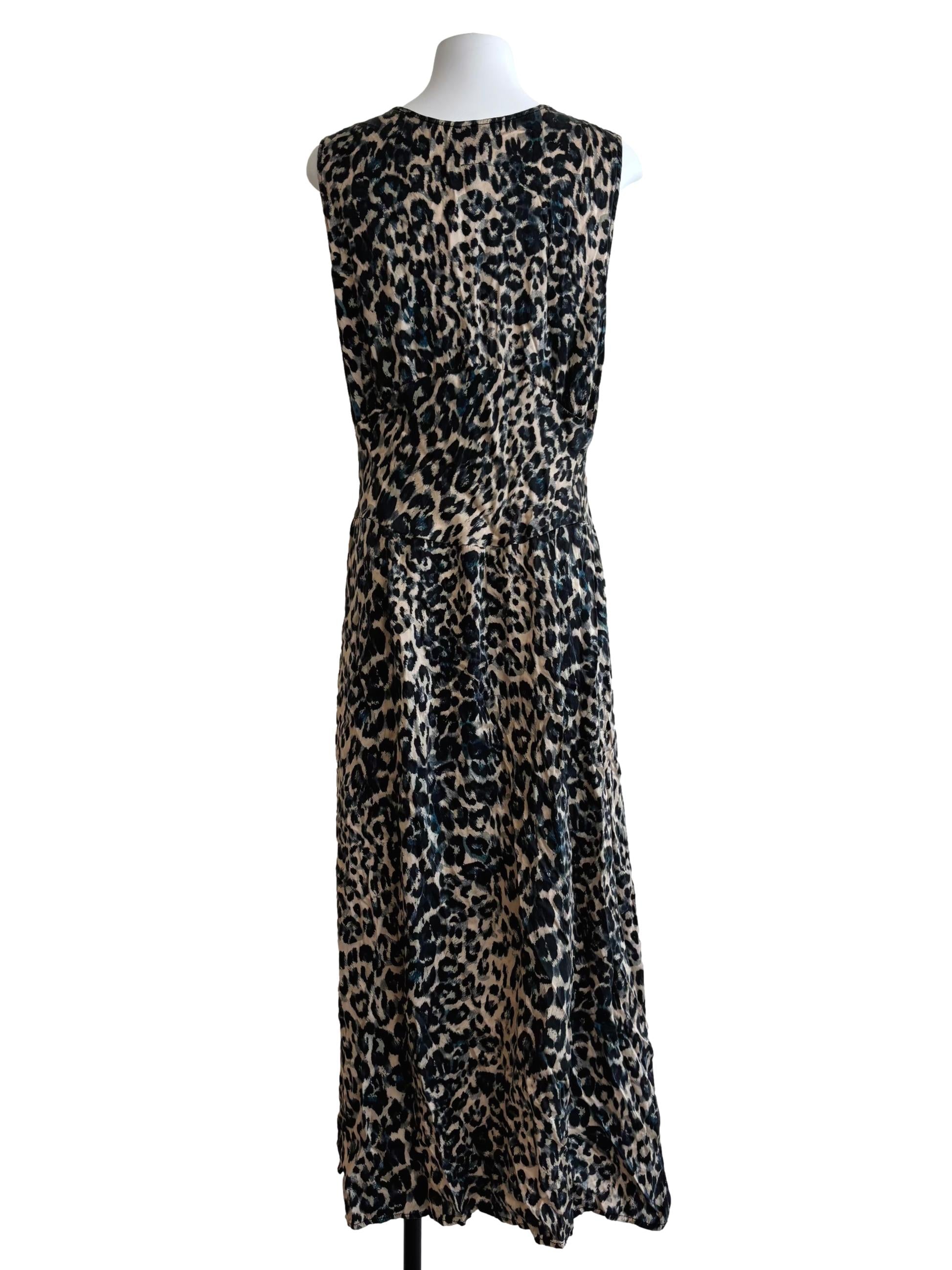 Buff Brown Maxi Leopard Print Dress