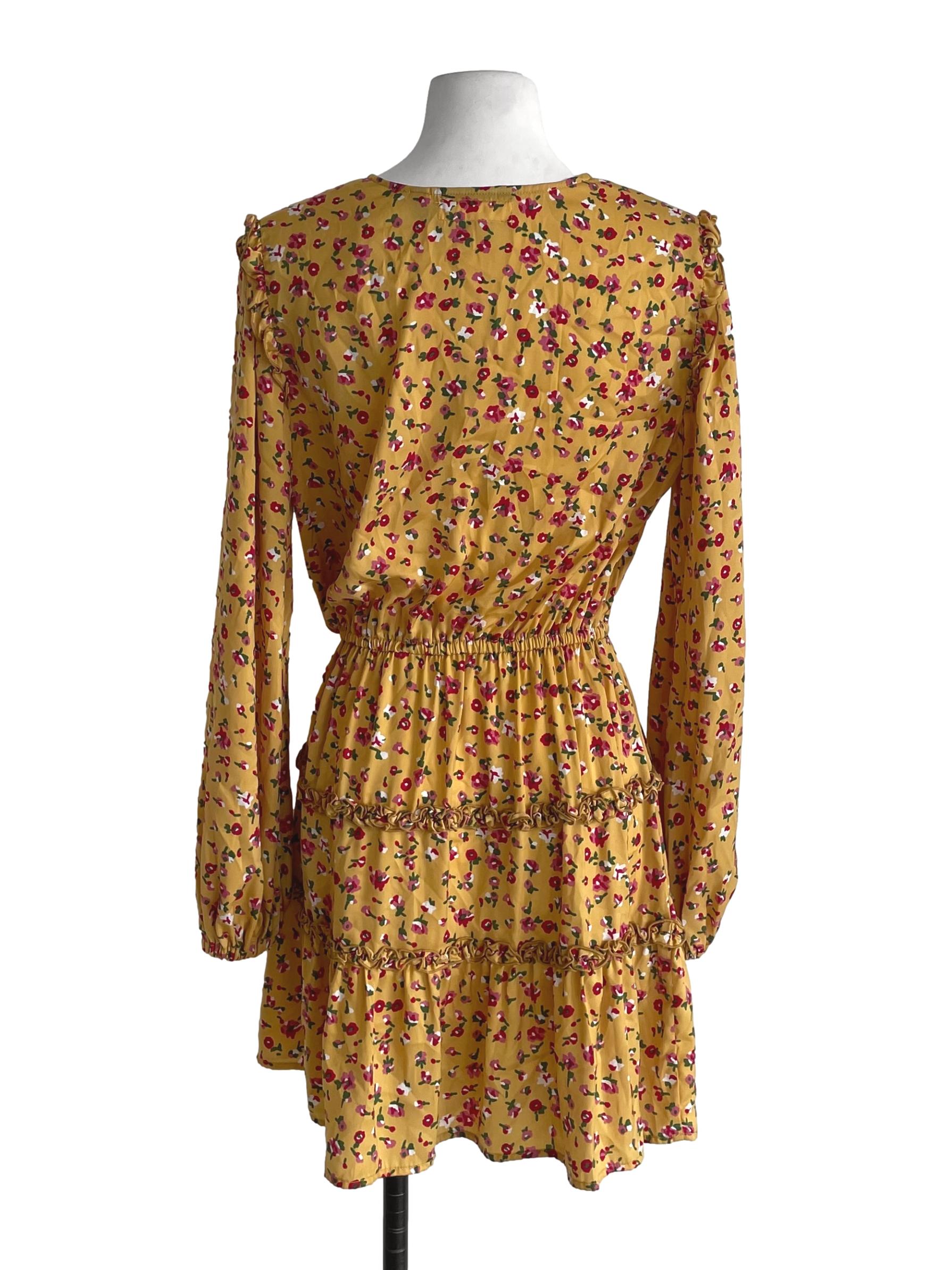 Honey Yellow Floral Tiered Dress