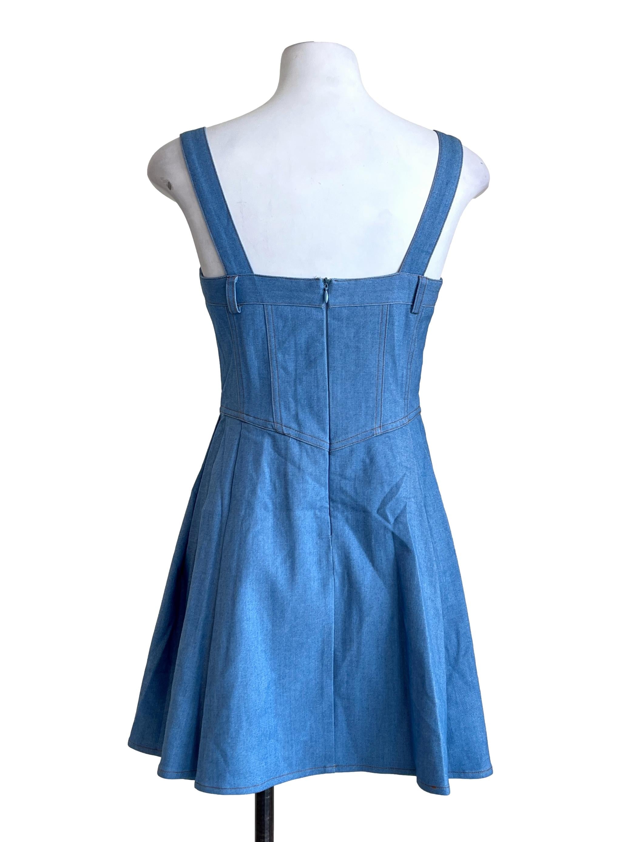 Sky Blue Square A-Line Mini Dress
