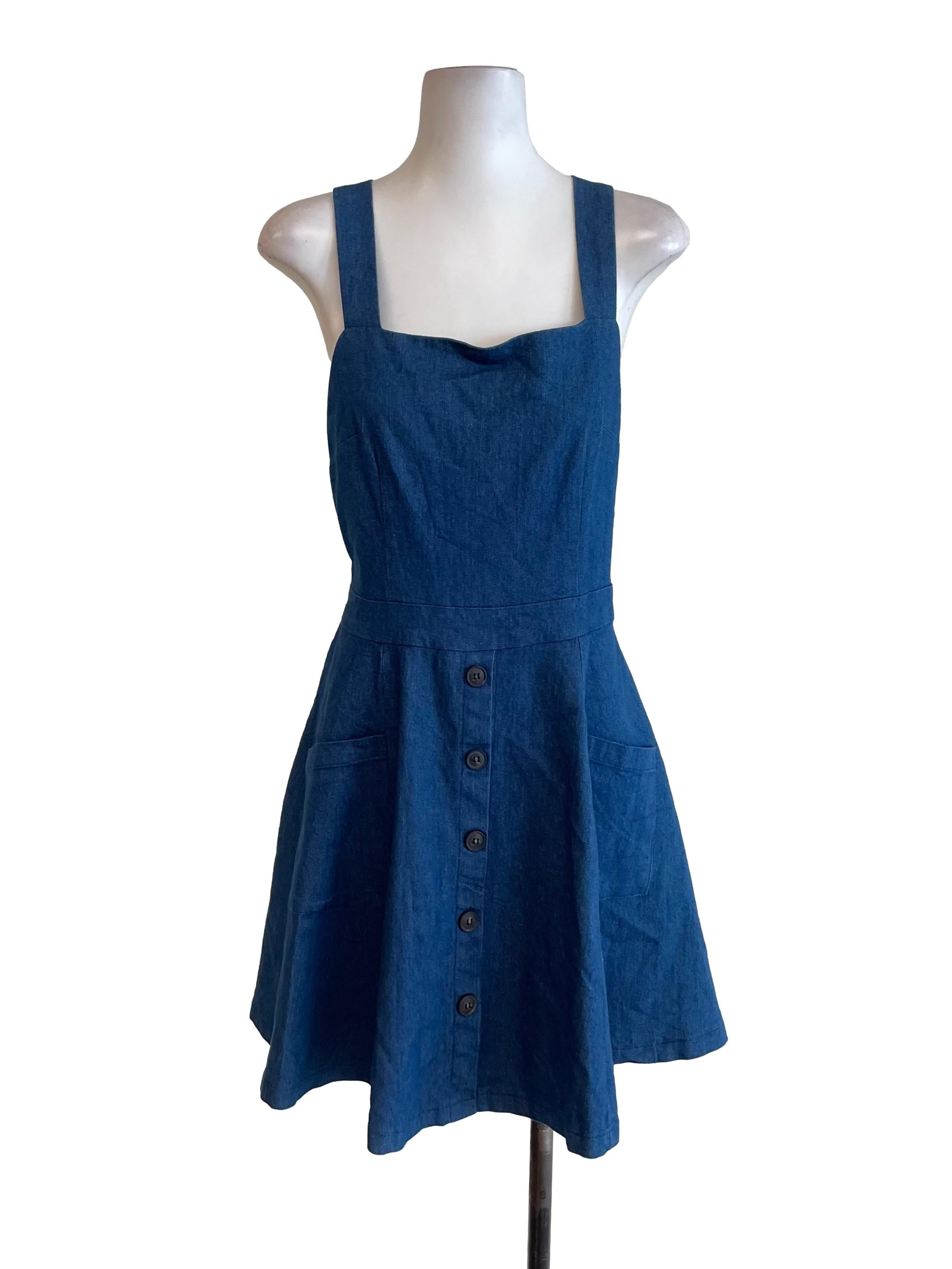 Denim Blue Button Sun Dress